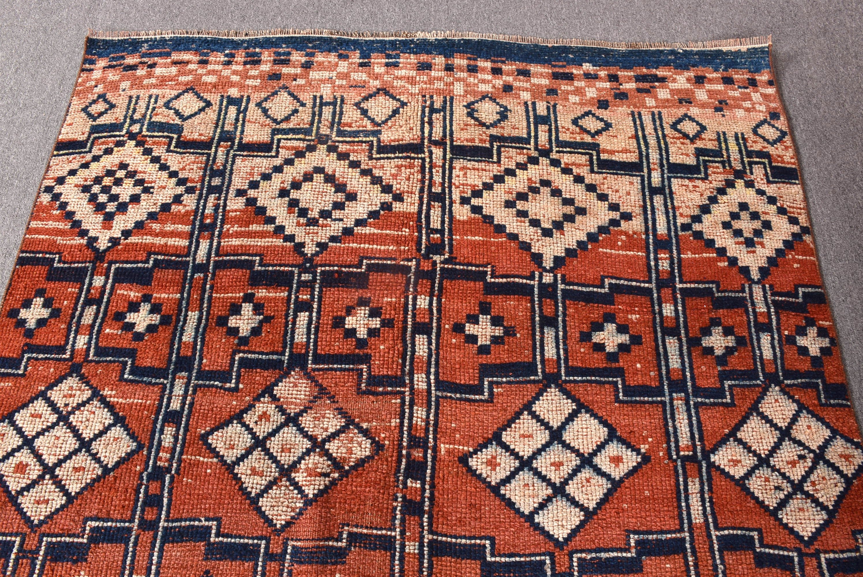 Geometric Rugs, Vintage Rugs, 4.8x7.8 ft Area Rugs, Orange Flatweave Rug, Turkish Rugs, Anatolian Rugs, Floor Rug, Living Room Rug