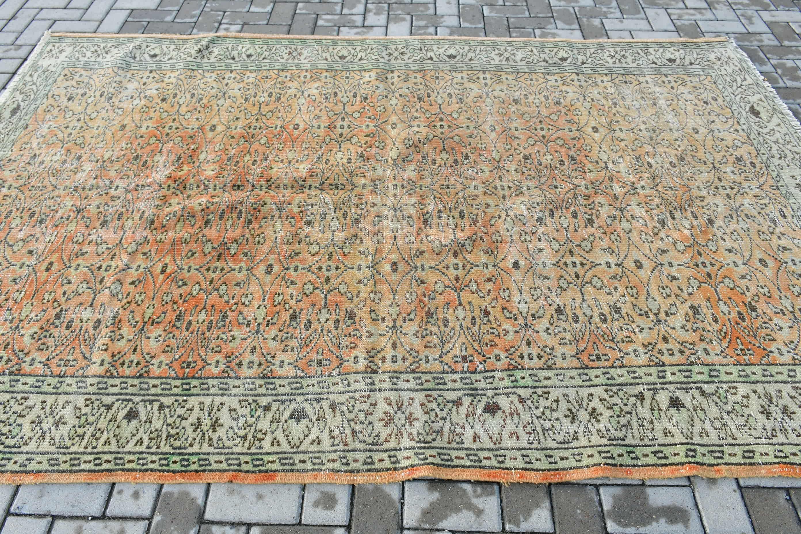 Salon Rugs, Dining Room Rugs, Antique Rugs, Tribal Rugs, Turkish Rug, Vintage Rugs, Bedroom Rug, 6.1x9.2 ft Large Rug, Orange Floor Rugs