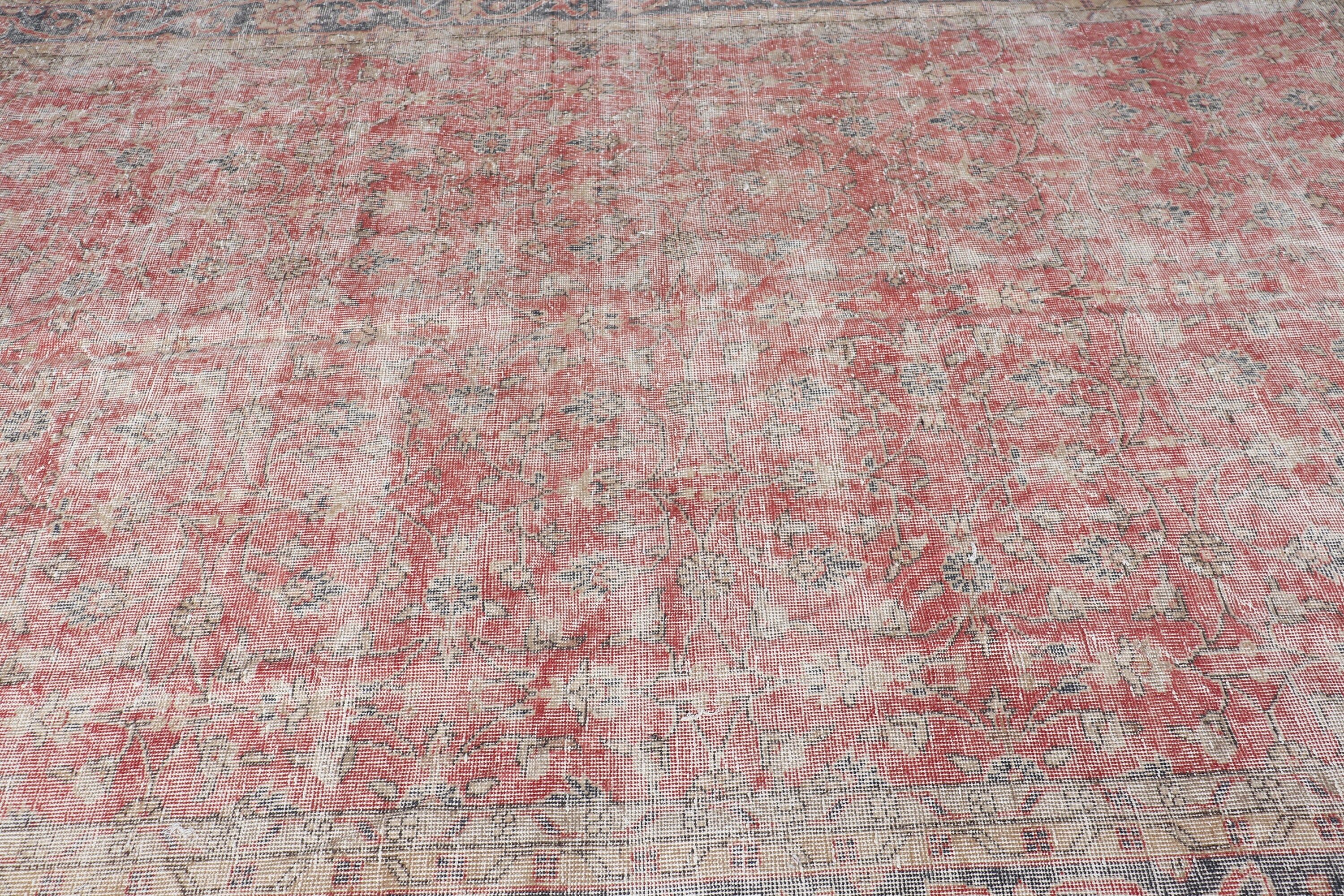 Home Decor Rug, Turkish Rugs, Salon Rug, Cute Rug, 7x11.2 ft Oversize Rugs, Living Room Rugs, Vintage Rug, Red Oriental Rugs