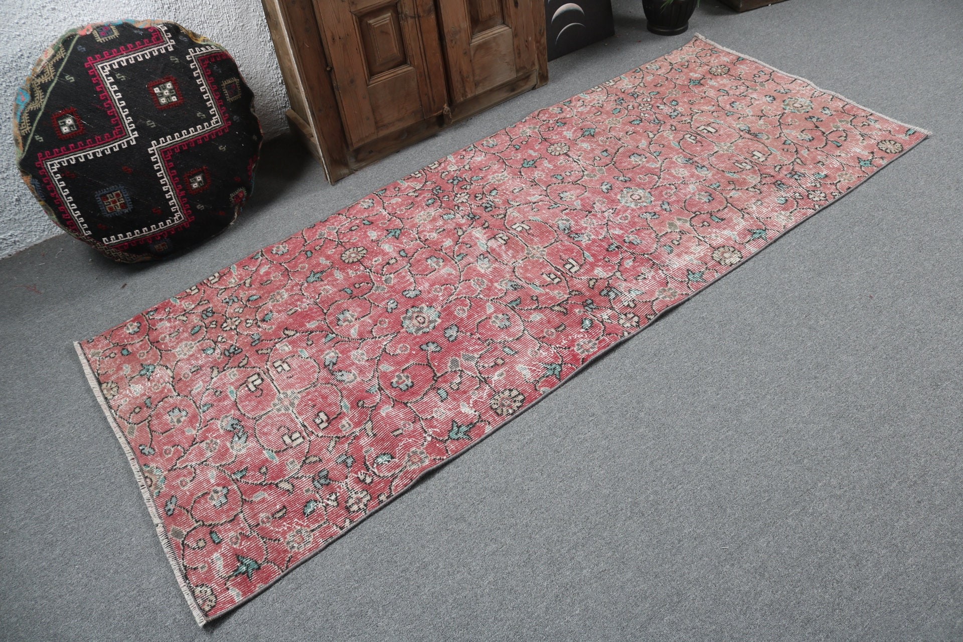 3.1x7.5 ft Aksan Halı, Vintage Halılar, Kırmızı Mutfak Halıları, Türk Halısı, Dekoratif Halı, Boho Halıları, Çocuk Halıları, Boho Vurgu Halıları