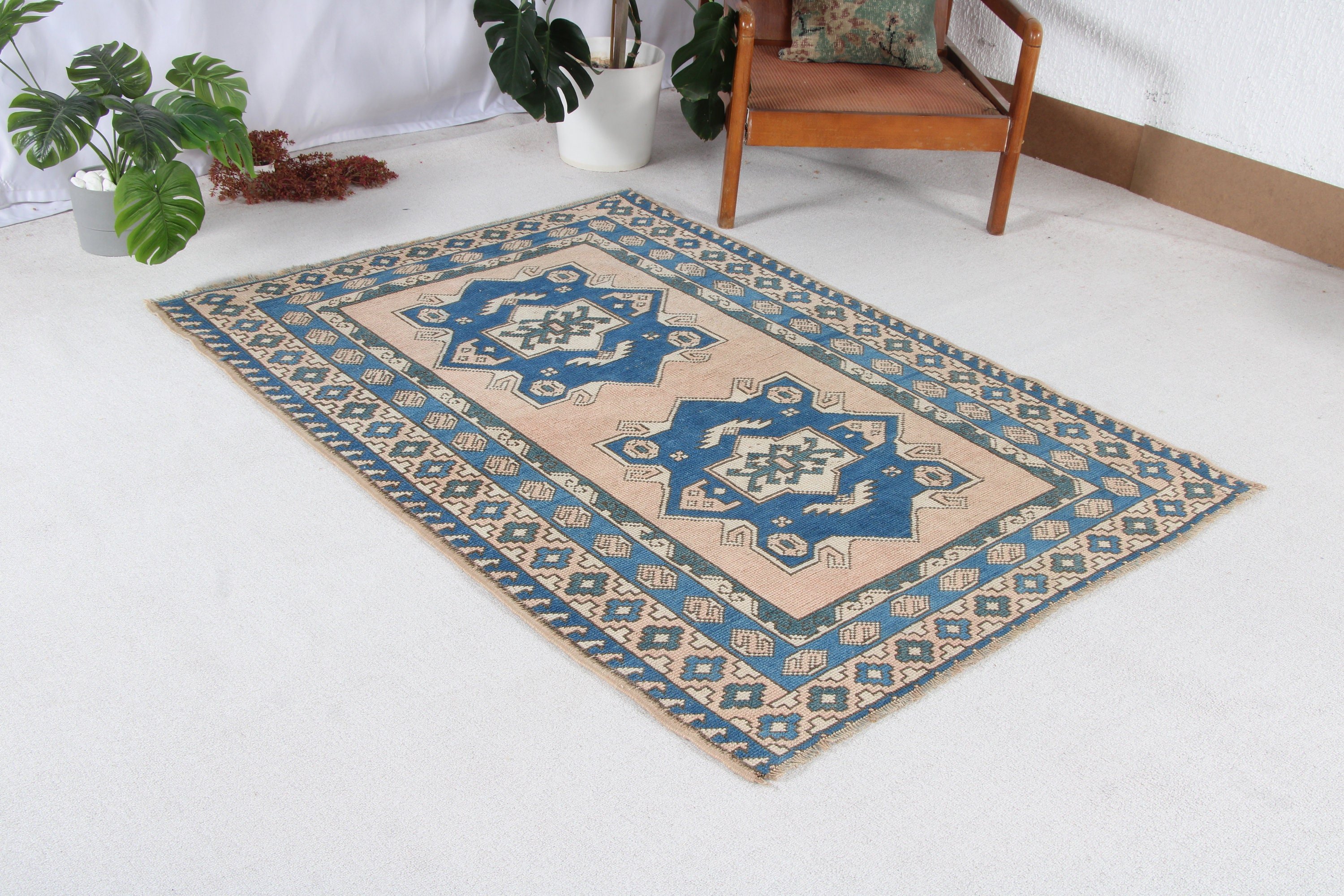 Luxury Rug, Brown Bedroom Rugs, Vintage Rug, Vintage Accent Rugs, 4.1x5.5 ft Accent Rugs, Handwoven Rug, Kitchen Rug, Turkish Rugs