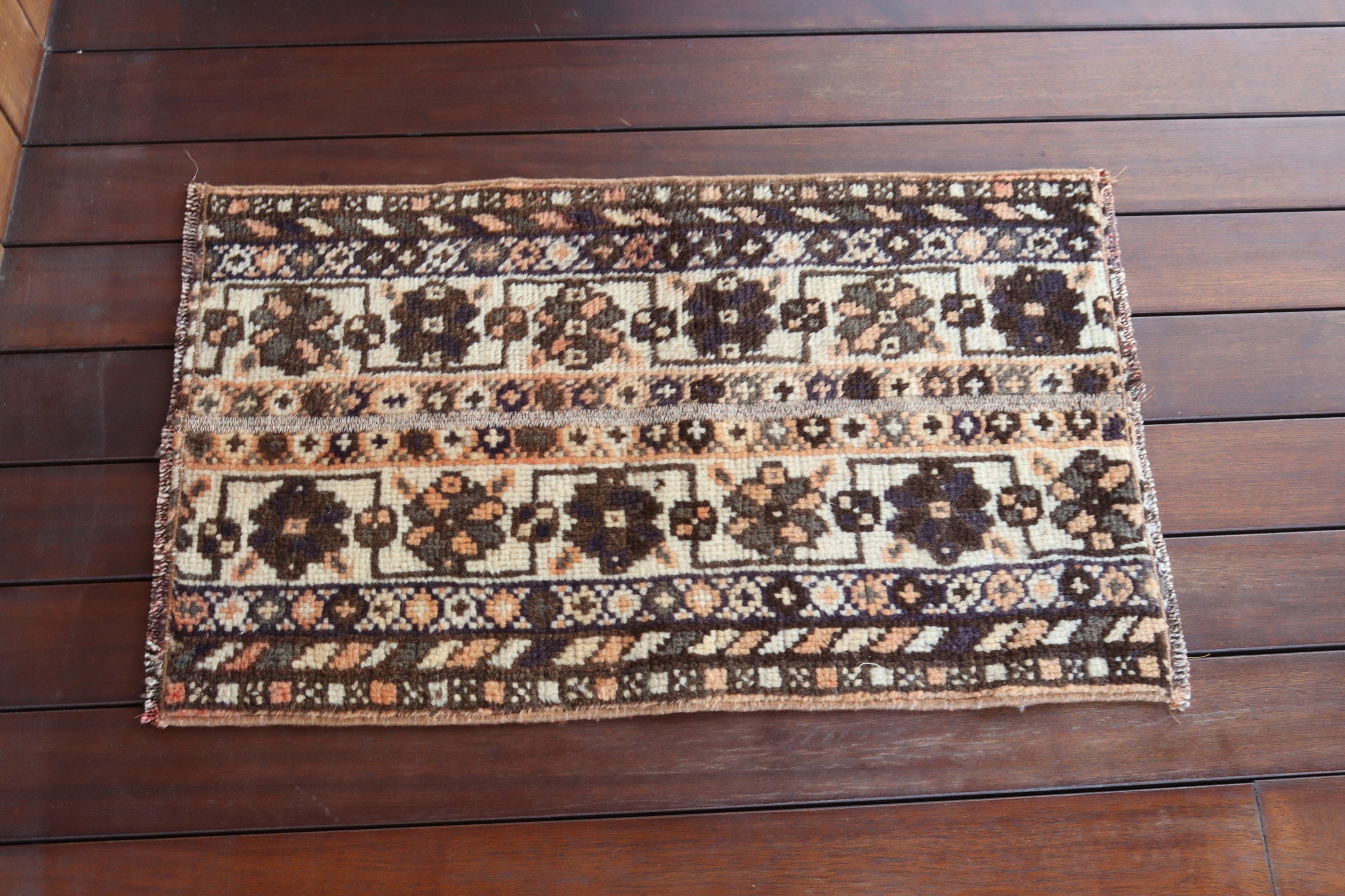 1.4x2.4 ft Küçük Halı, Vintage Halı, Banyo Halısı, Banyo Halıları, Nötr Halılar, Kahverengi Ev Dekor Halıları, Türk Halıları, Mutfak Halıları, Kapı Paspası Halıları