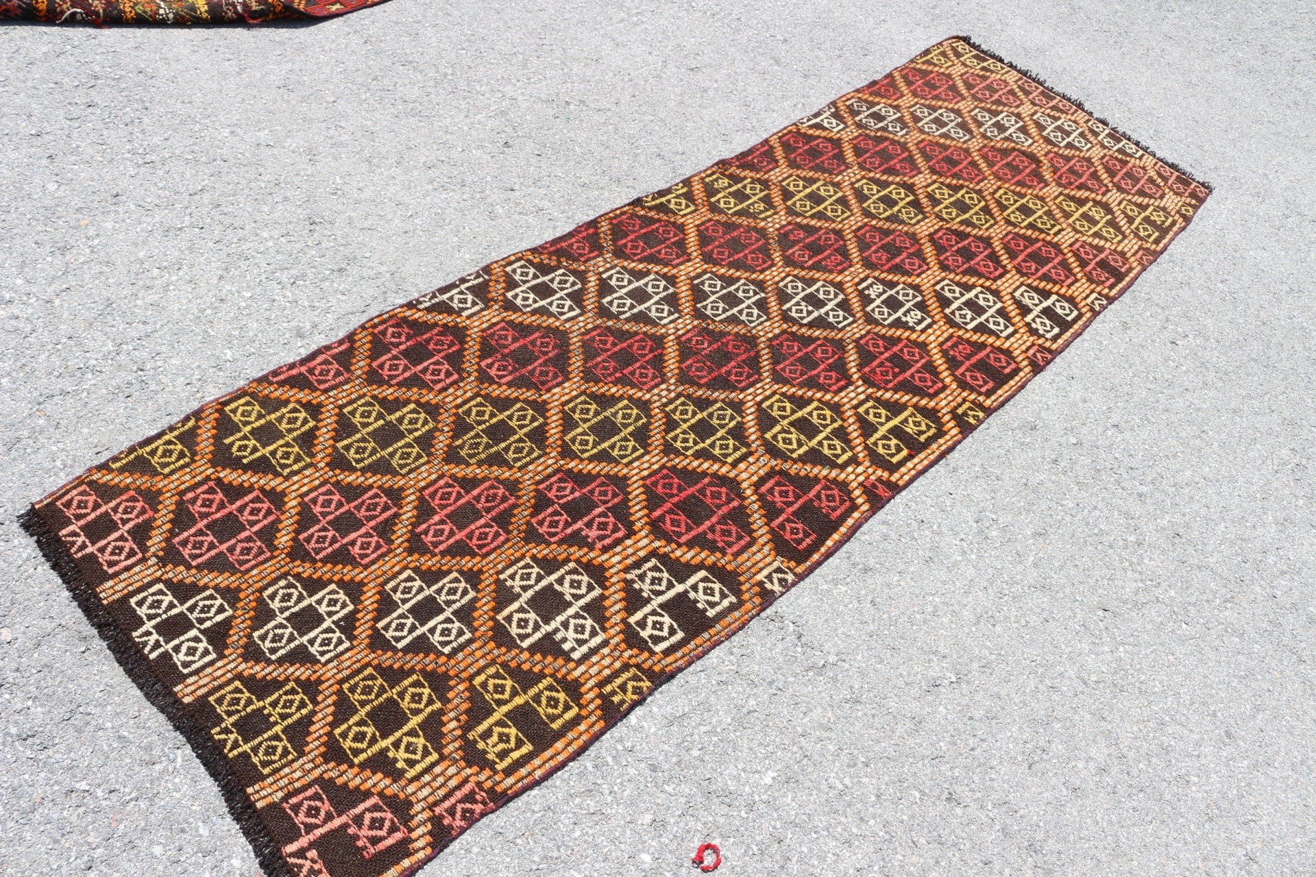 Kitchen Rug, Turkish Rug, Floor Rugs, Rugs for Kitchen, Vintage Rug, Stair Rug, Pale Rug, Black  2.4x8.4 ft Runner Rug, Kilim