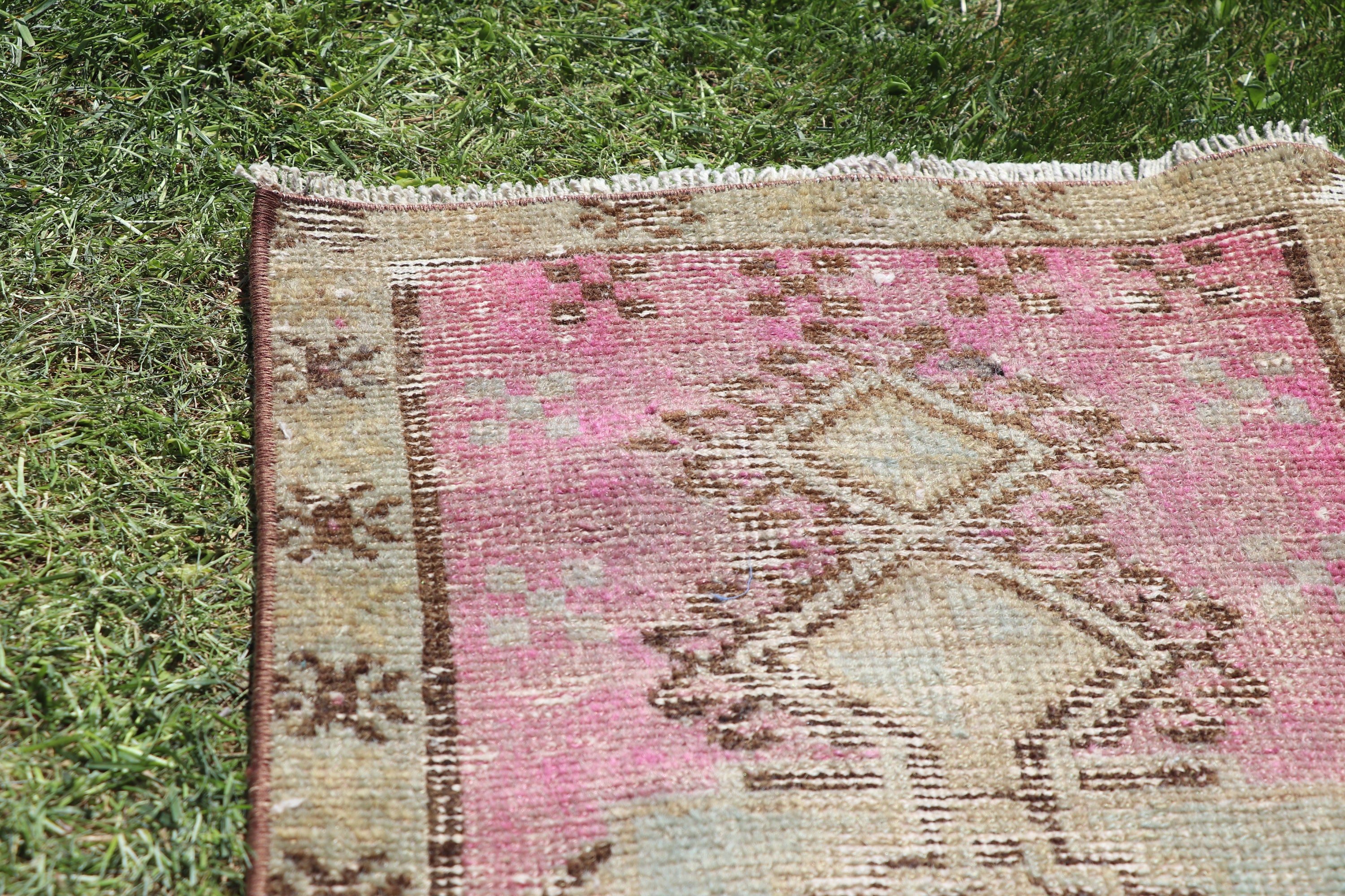 Rugs for Bathroom, Turkish Rug, Modern Rug, Bedroom Rugs, Car Mat Rugs, 1.3x2.5 ft Small Rug, Pink Floor Rug, Vintage Rugs, Oushak Rug