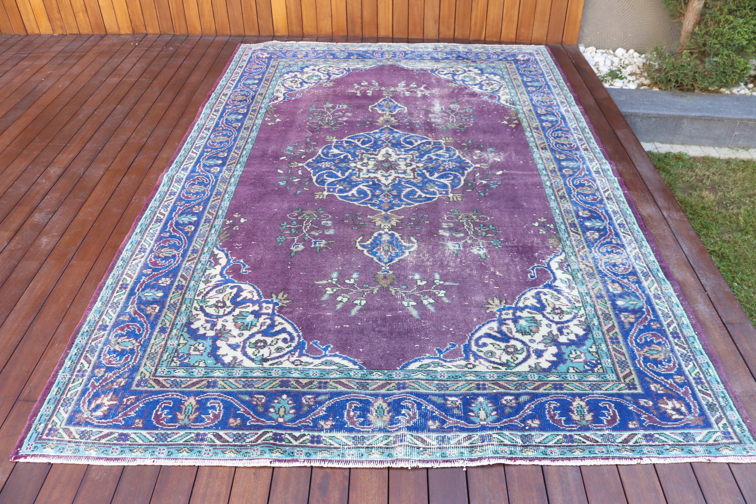 Salon Rug, Vintage Rug, Rugs for Bedroom, Turkish Rugs, Purple Luxury Rugs, Bedroom Rugs, Antique Rugs, Neutral Rug, 6.2x9.1 ft Large Rugs