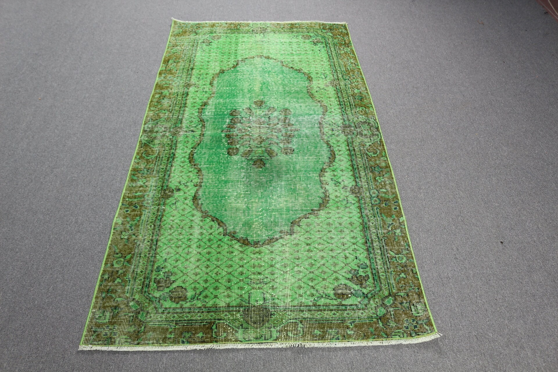 3.5x6.7 ft Accent Rug, Nursery Rug, Moroccan Rug, Kitchen Rug, Wool Rugs, Vintage Rug, Turkish Rugs, Green Antique Rug, Rugs for Kitchen