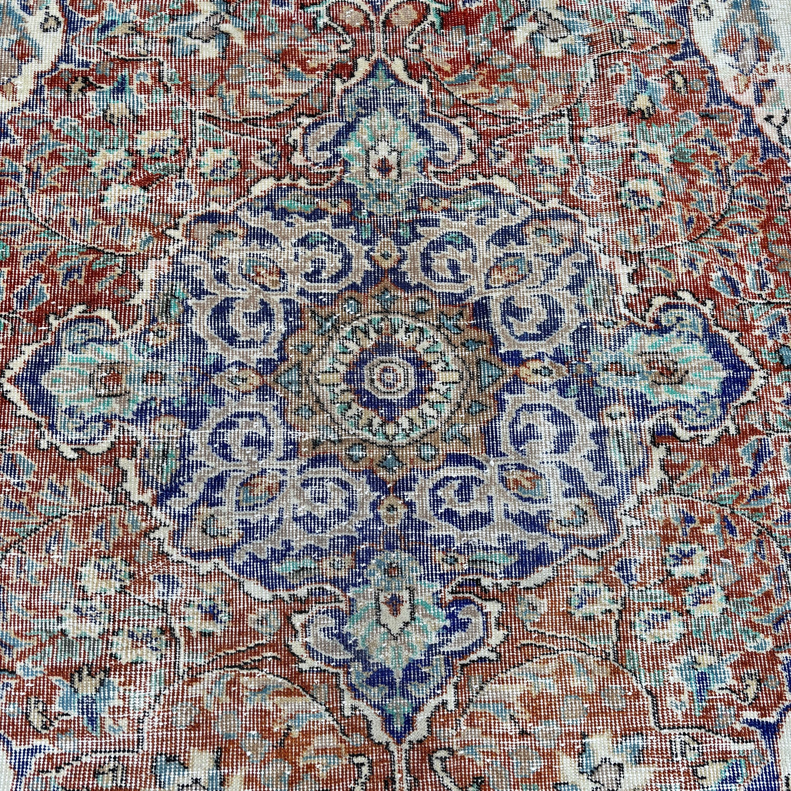 6.3x9.9 ft Büyük Halı, Büyük Vintage Halılar, Türk Halıları, Fas Halıları, Oturma Odası Halıları, Vintage Halı, Kırmızı Oryantal Halı