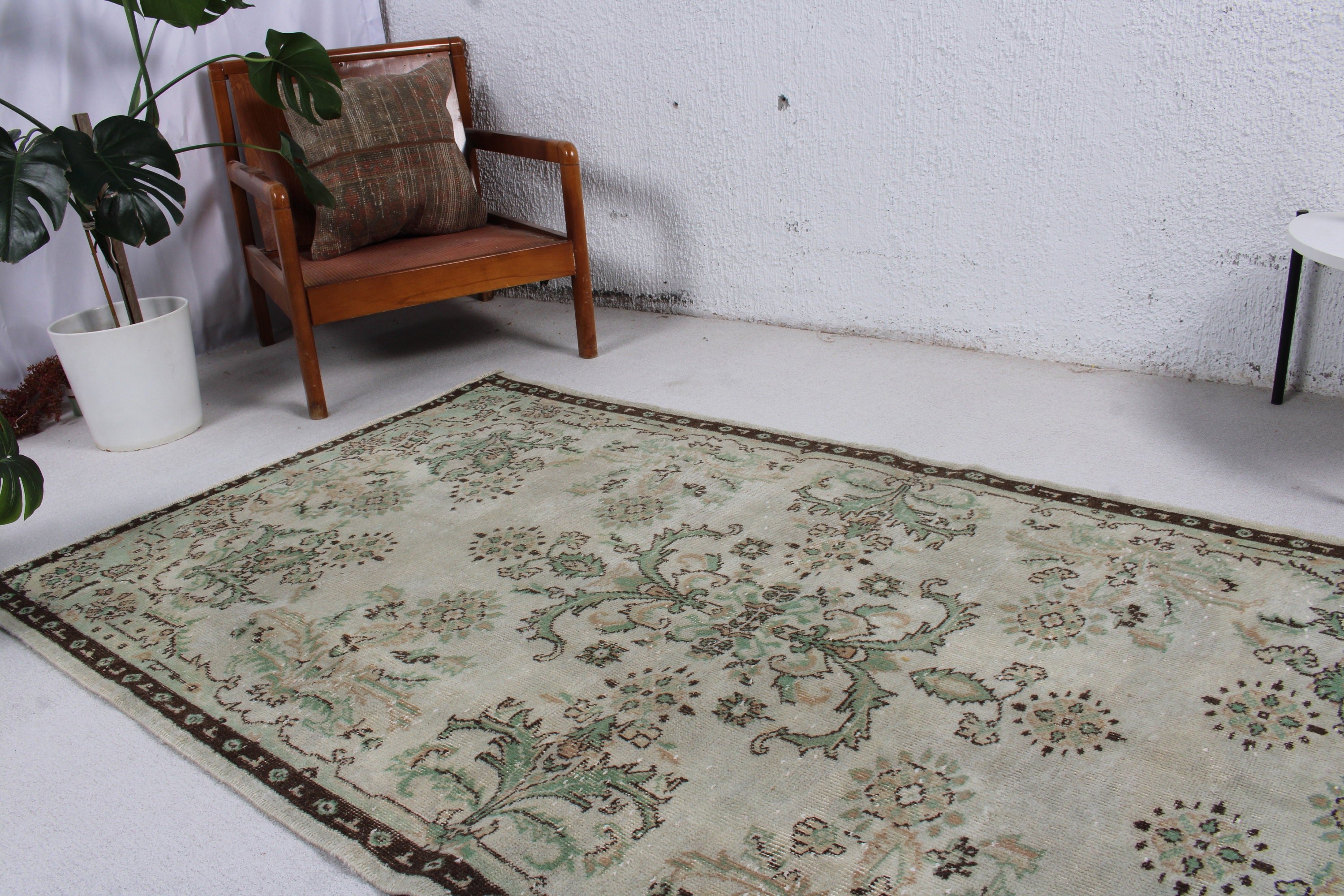 Green Kitchen Rug, Nursery Rugs, Vintage Rug, Flatweave Rugs, Turkish Rugs, 3.9x6.9 ft Area Rug, Exotic Rug, Moroccan Rugs, Dining Room Rug