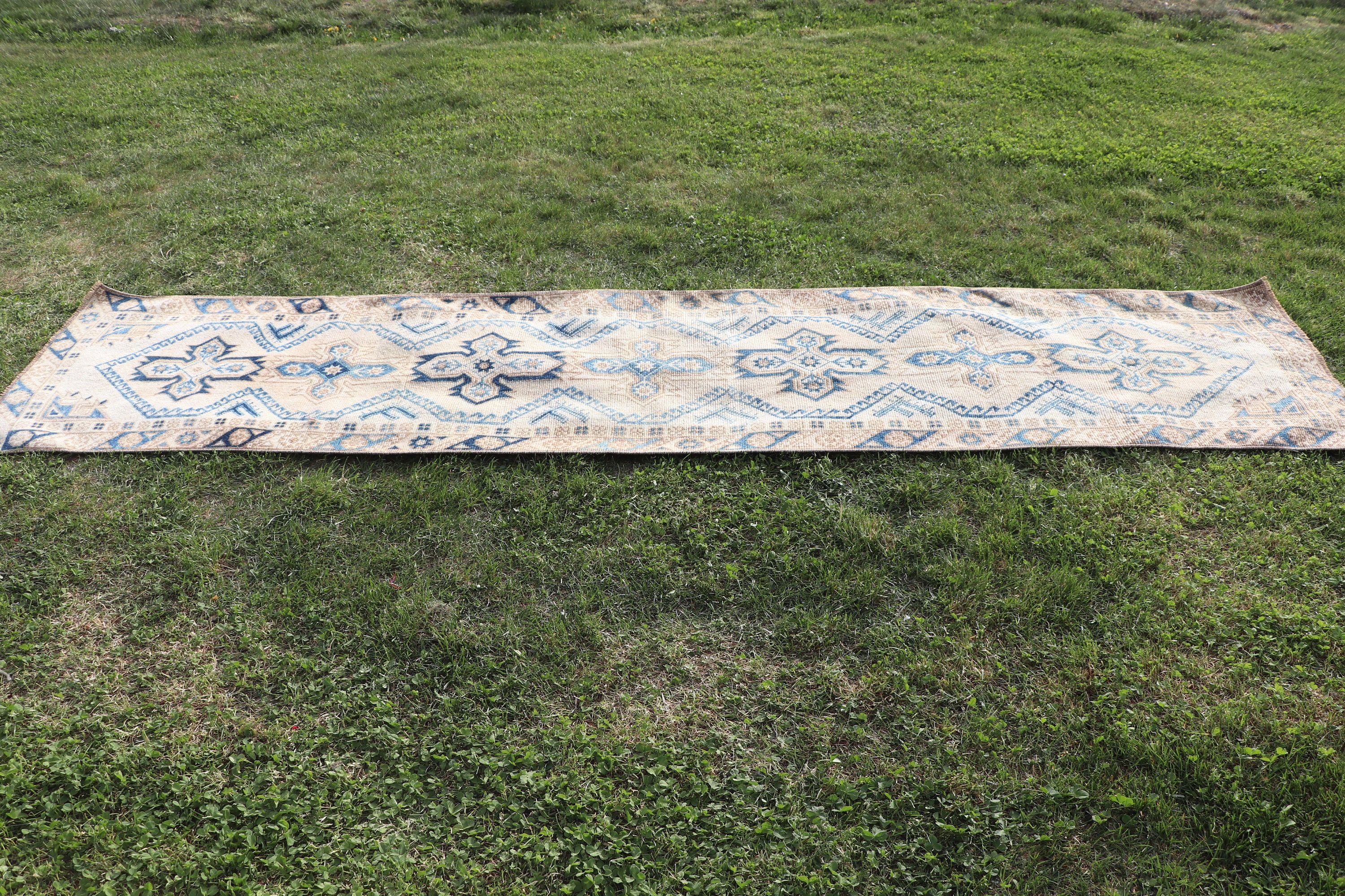 Long Runner Rugs, Outdoor Rug, Stair Rug, Vintage Rugs, Boho Rugs, 2.2x9.7 ft Runner Rug, Oushak Rugs, Beige Cool Rugs, Turkish Rug