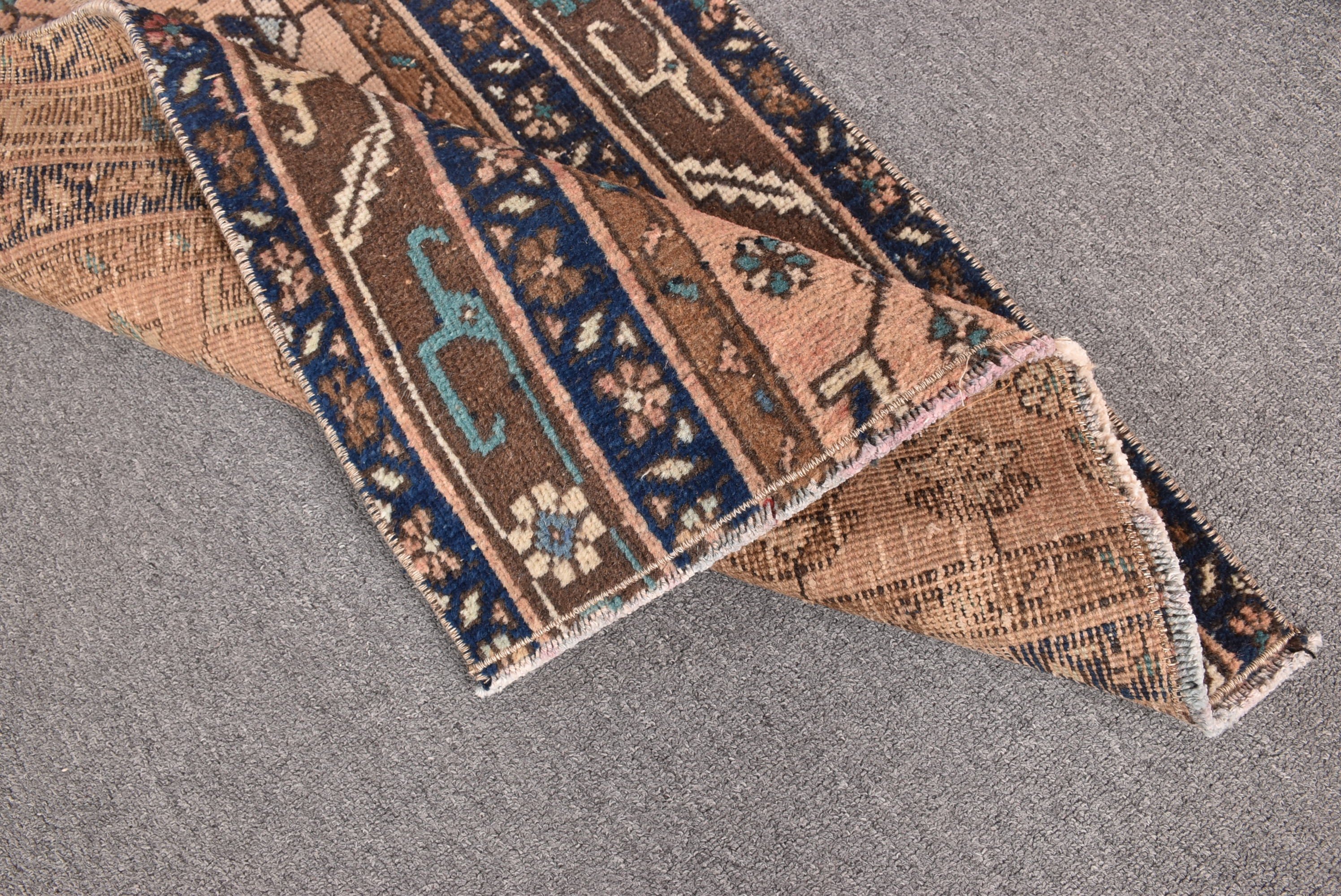 Beni Ourain Koşucu Halısı, Yün Halısı, Egzotik Halılar, Koridor Halısı, Mavi Mutfak Halıları, Türk Halıları, Havalı Halılar, Vintage Halı, 2.1x6.1 ft Runner Halısı