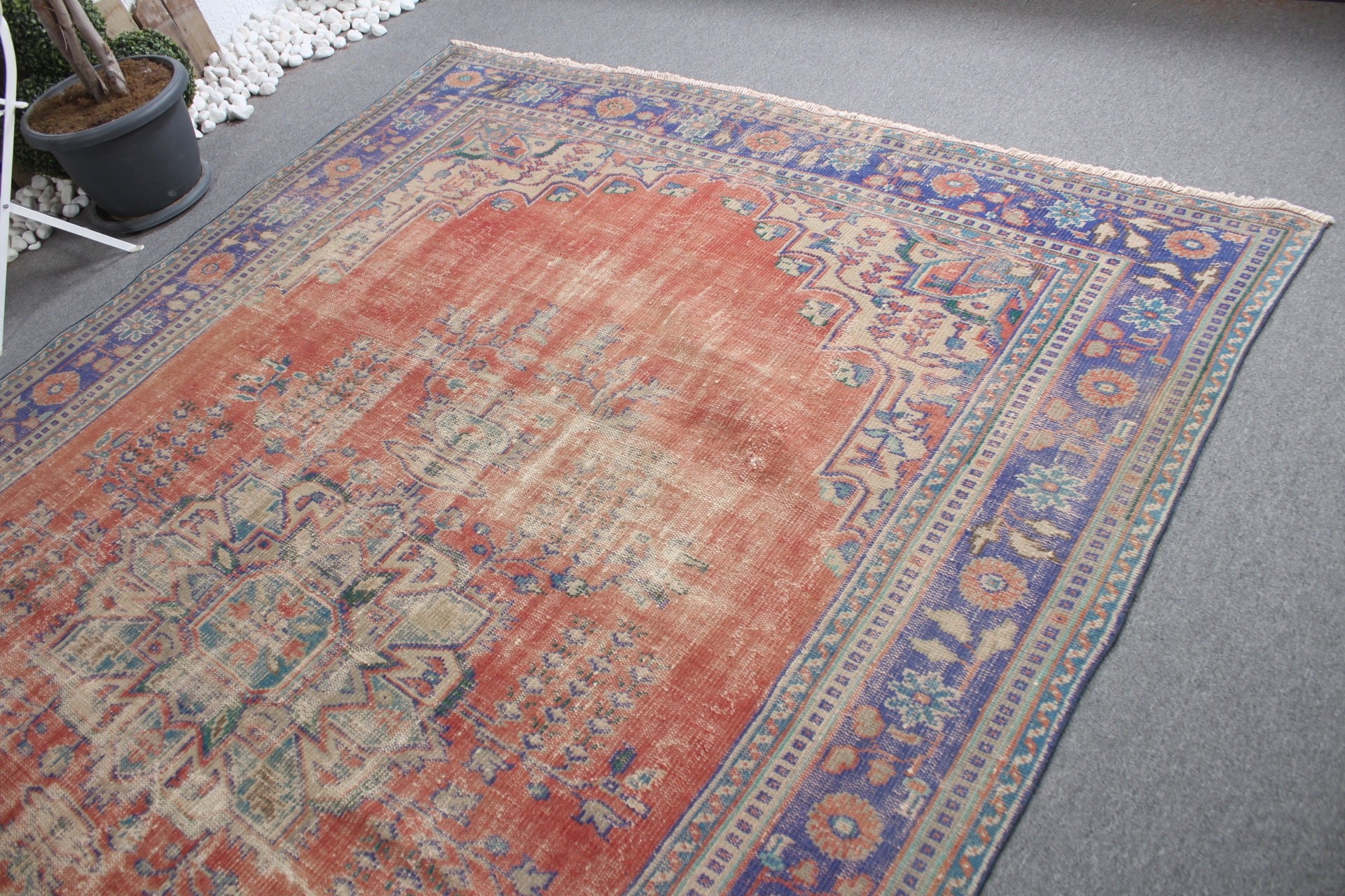 Kırmızı Anadolu Halıları, Havalı Halılar, Oryantal Halı, Vintage Halı, Salon Halısı, Oturma Odası Halısı, 7.3x10.9 ft Büyük Boy Halı, Türk Halısı, Otantik Halı