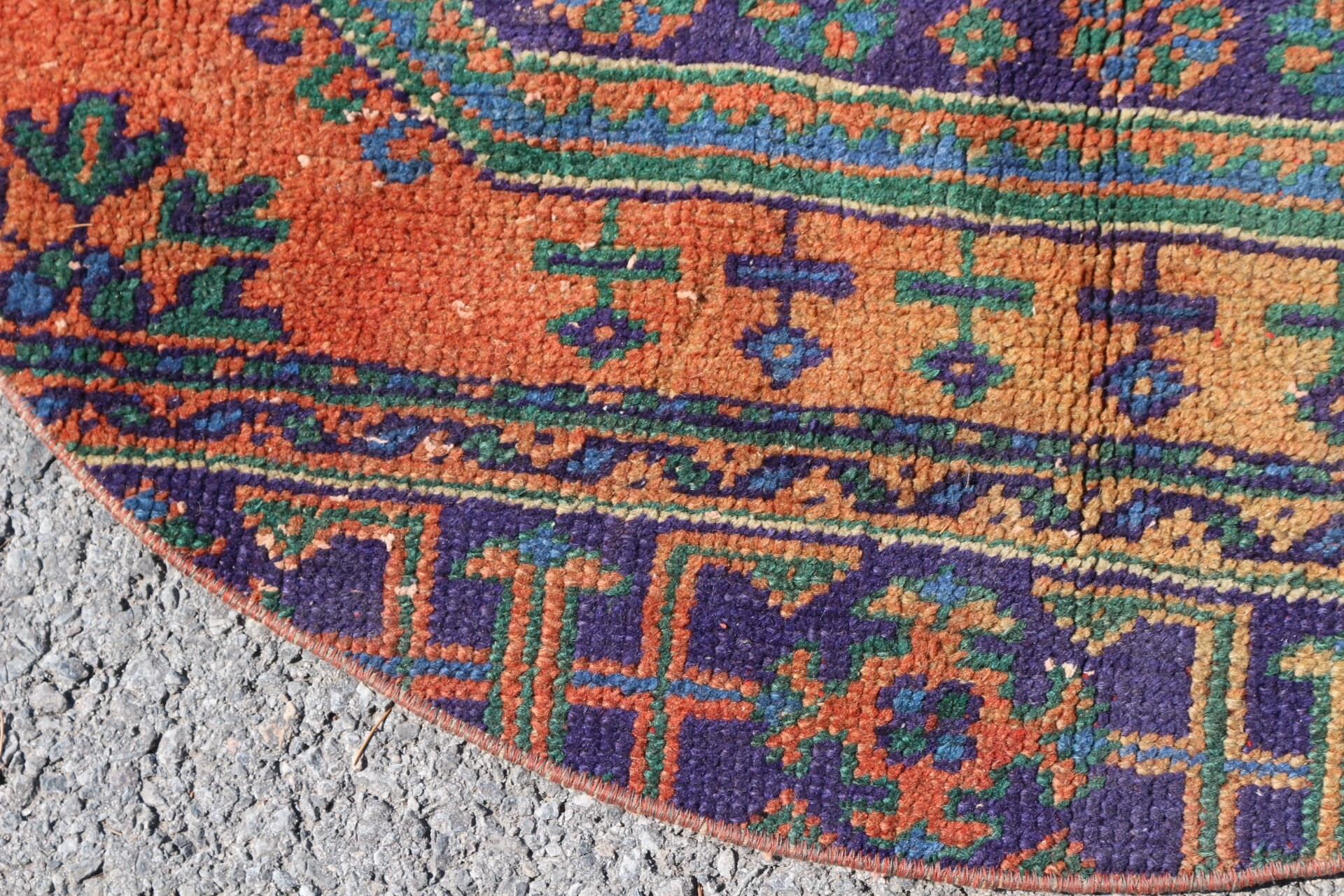 Vintage Rug, Bathroom Rug, Orange Home Decor Rug, 3.2x3.3 ft Small Rug, Rugs for Bathroom, Wool Rug, Turkish Rug, Oushak Rug, Car Mat Rug