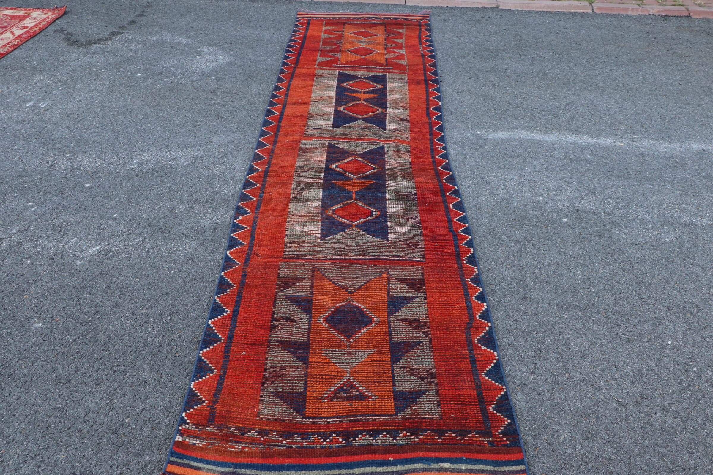 Corridor Rugs, Turkish Rugs, Kitchen Rugs, Rugs for Hallway, Vintage Rug, Orange  3x11.6 ft Runner Rug, Cool Rug, Floor Rug