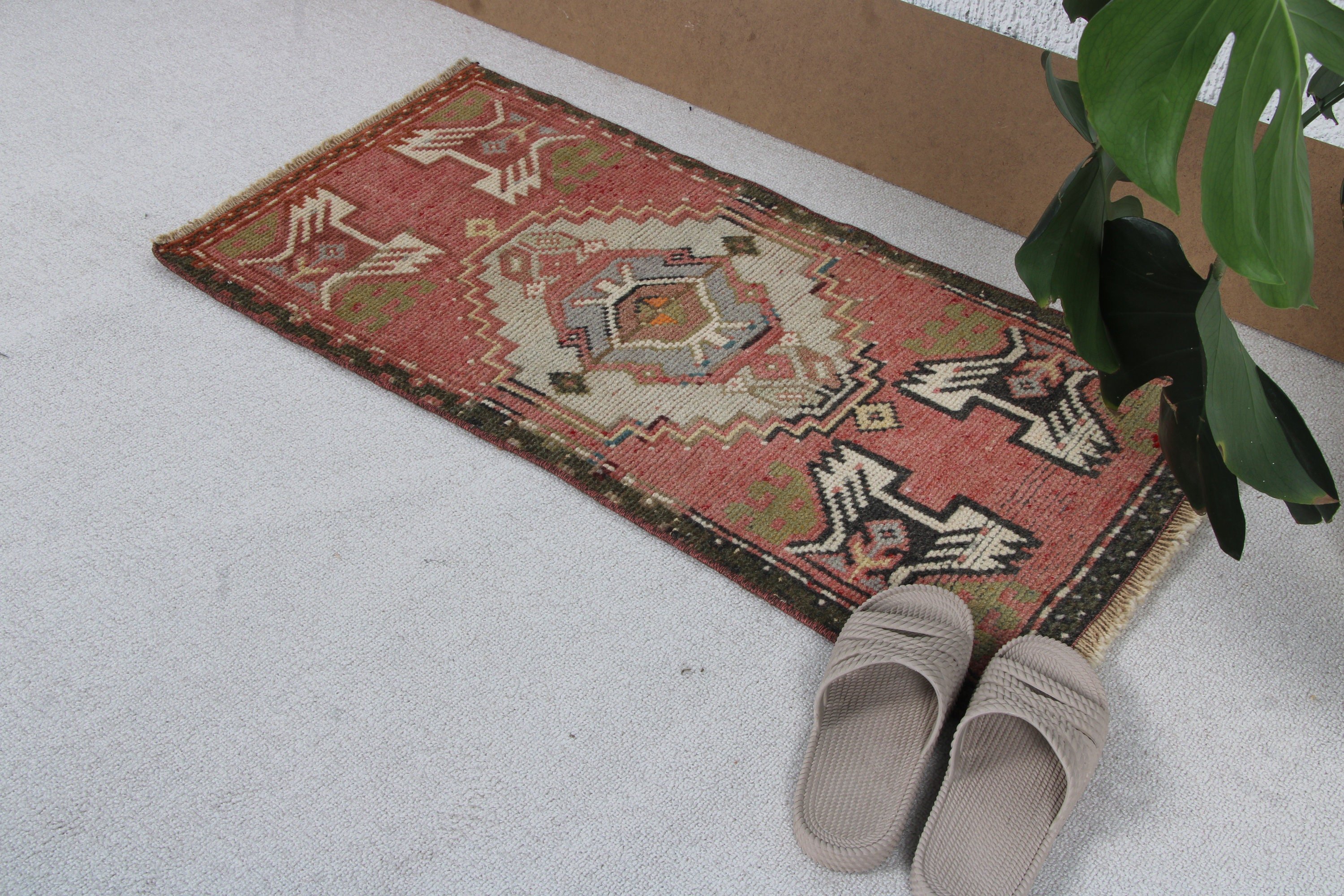 Kitchen Rug, Geometric Rug, Nursery Rugs, Turkish Rugs, 1.5x3.1 ft Small Rug, Bath Mat Boho Rugs, Vintage Rug, Pink Modern Rug, Oushak Rug