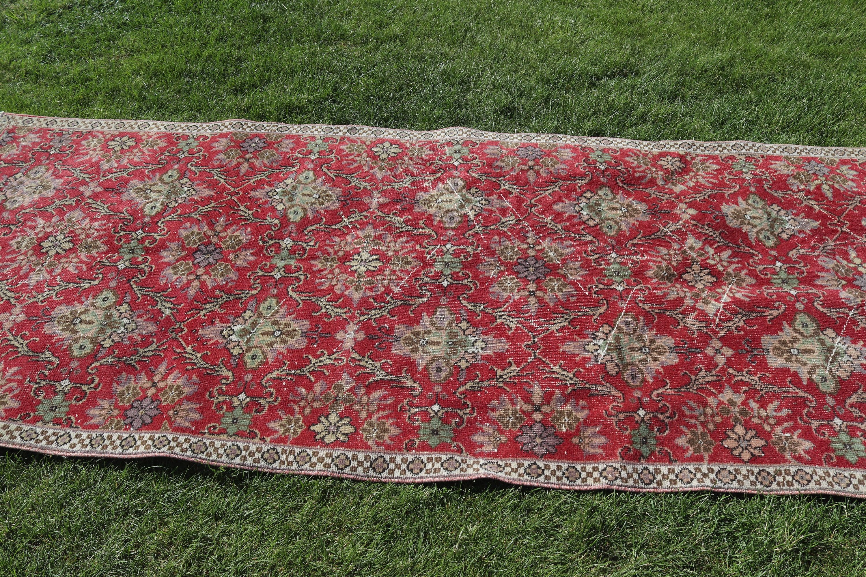 Vintage Rugs, Boho Rugs, 3.8x9.2 ft Area Rugs, Kitchen Rugs, Oushak Area Rug, Turkish Rugs, Red Home Decor Rug, Rugs for Floor, Bedroom Rug