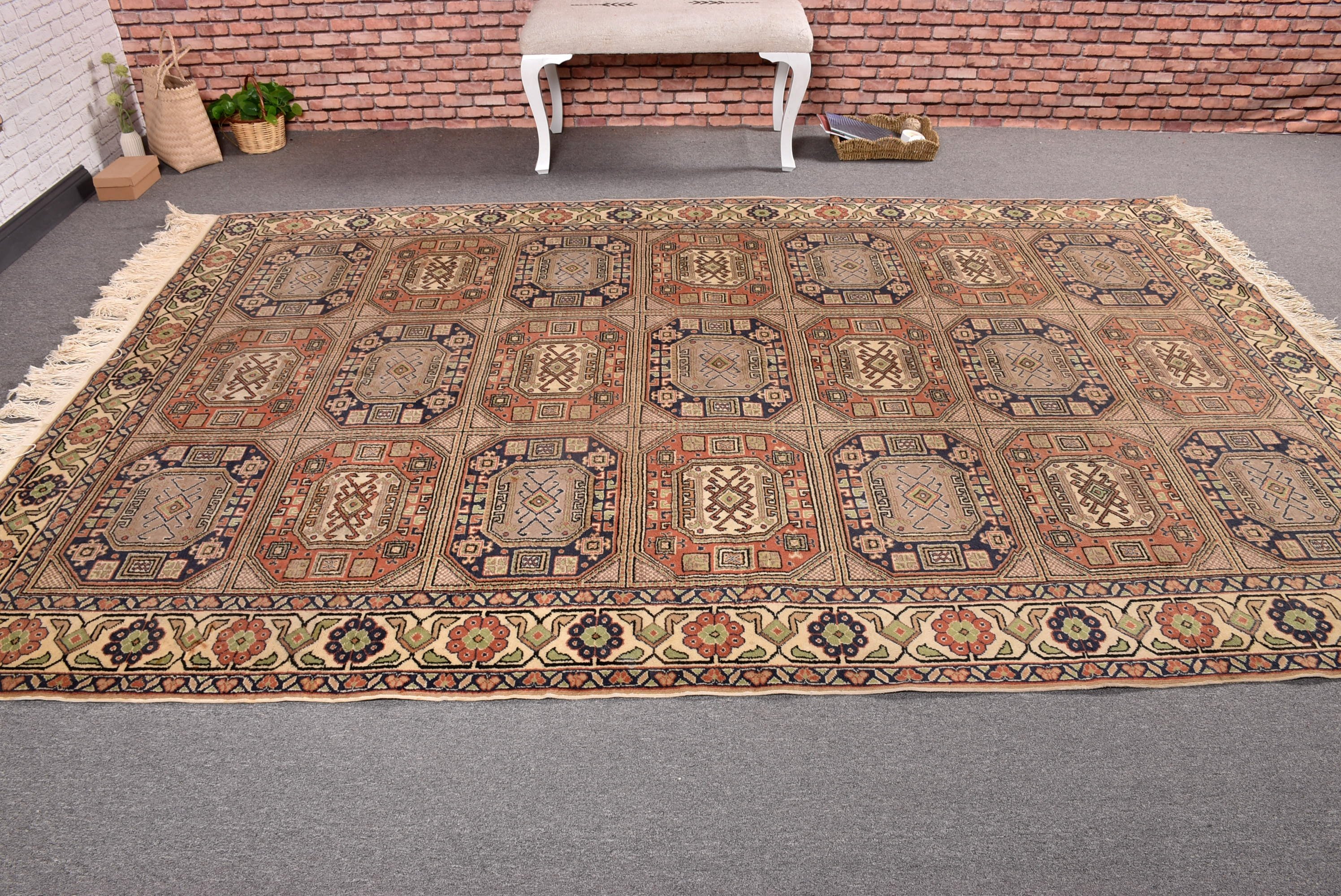 Living Room Rugs, Bedroom Rugs, Modern Rug, Vintage Rugs, Turkish Rugs, 6.6x9.9 ft Large Rug, Antique Rug, Red Statement Rugs