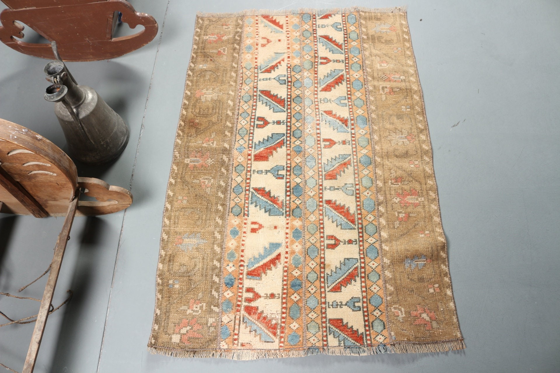 Türk Halıları, 2.6x3.9 ft Küçük Halı, Fas Halıları, Yer Halısı, Bej Antika Halılar, Çocuk Halısı, Giriş Halıları, Vintage Halılar, Giriş Halıları