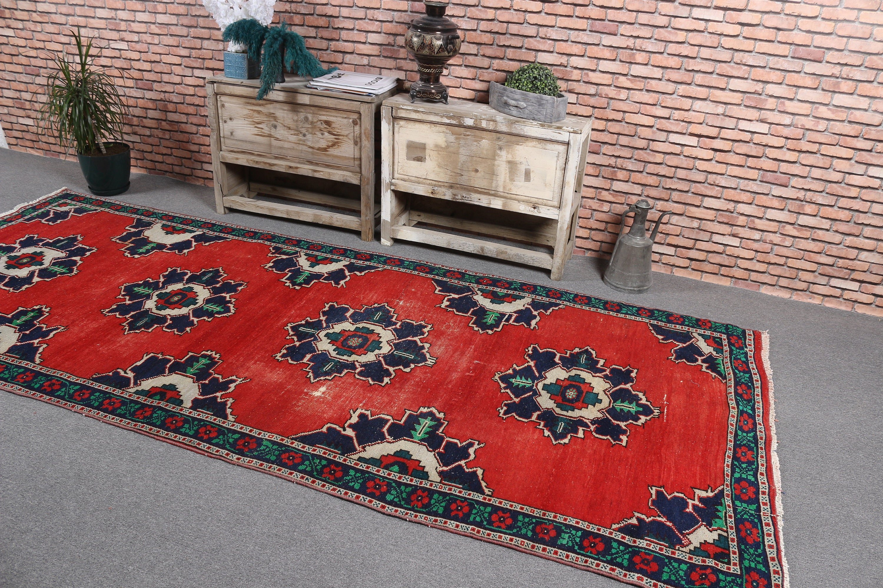 Red Cool Rugs, Turkish Rug, Rugs for Runner, Hallway Rugs, Vintage Rug, Cool Rug, Custom Rugs, Antique Rugs, 4.3x10.8 ft Runner Rug