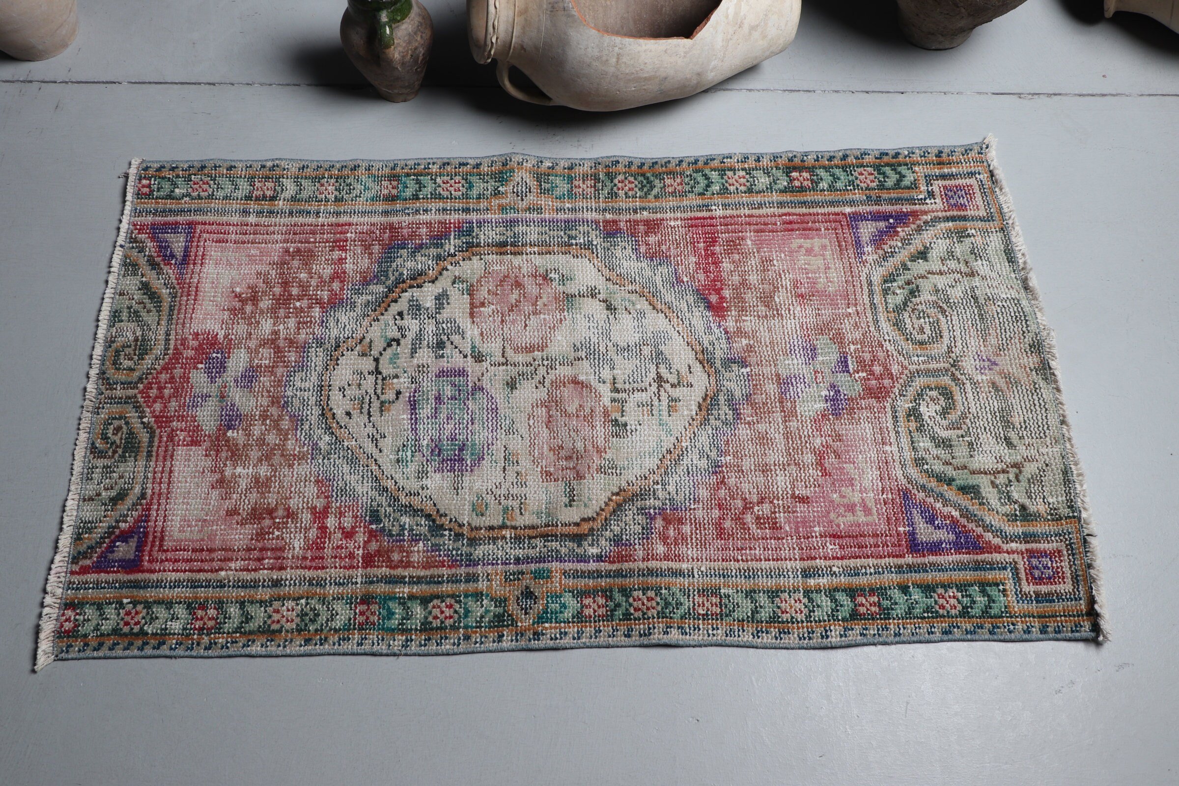 2.4x4.1 ft Small Rug, Vintage Rugs, Rugs for Kitchen, Pink Cool Rug, Door Mat Rug, Anatolian Rugs, Moroccan Rug, Nursery Rug, Turkish Rugs