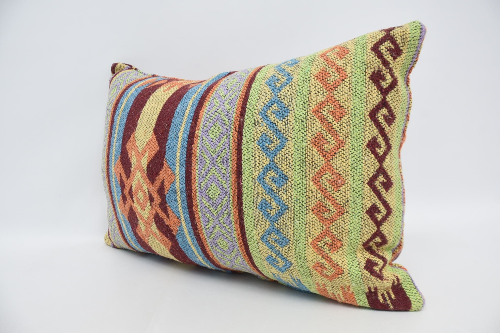 Home Decor Pillow, Vintage Kilim Pillow Cushion Cover, Pillow for Couch, Turkish Kilim Pillow, 16"x24" Blue Cushion Case