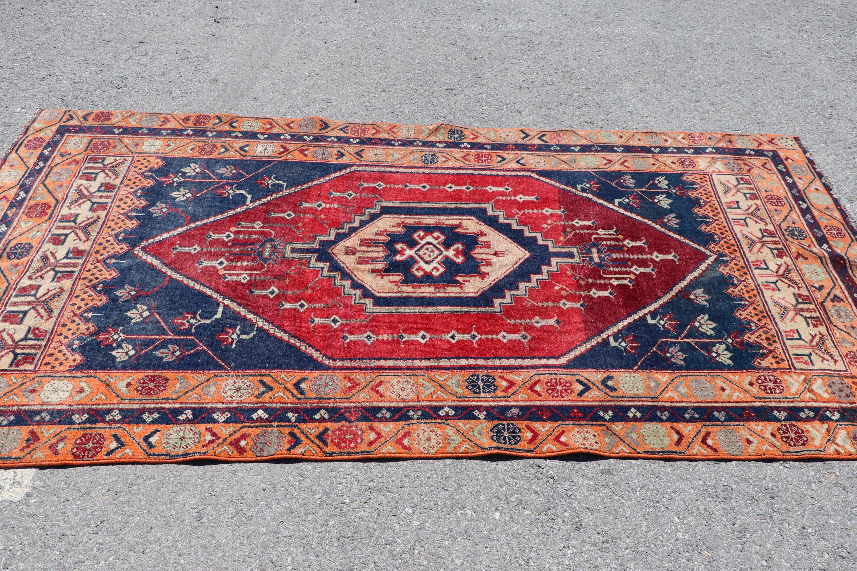 4.2x8.6 ft Area Rugs, Dining Room Rug, Wool Rugs, Turkish Rugs, Vintage Rugs, Rugs for Area, Decorative Rug, Red Floor Rugs