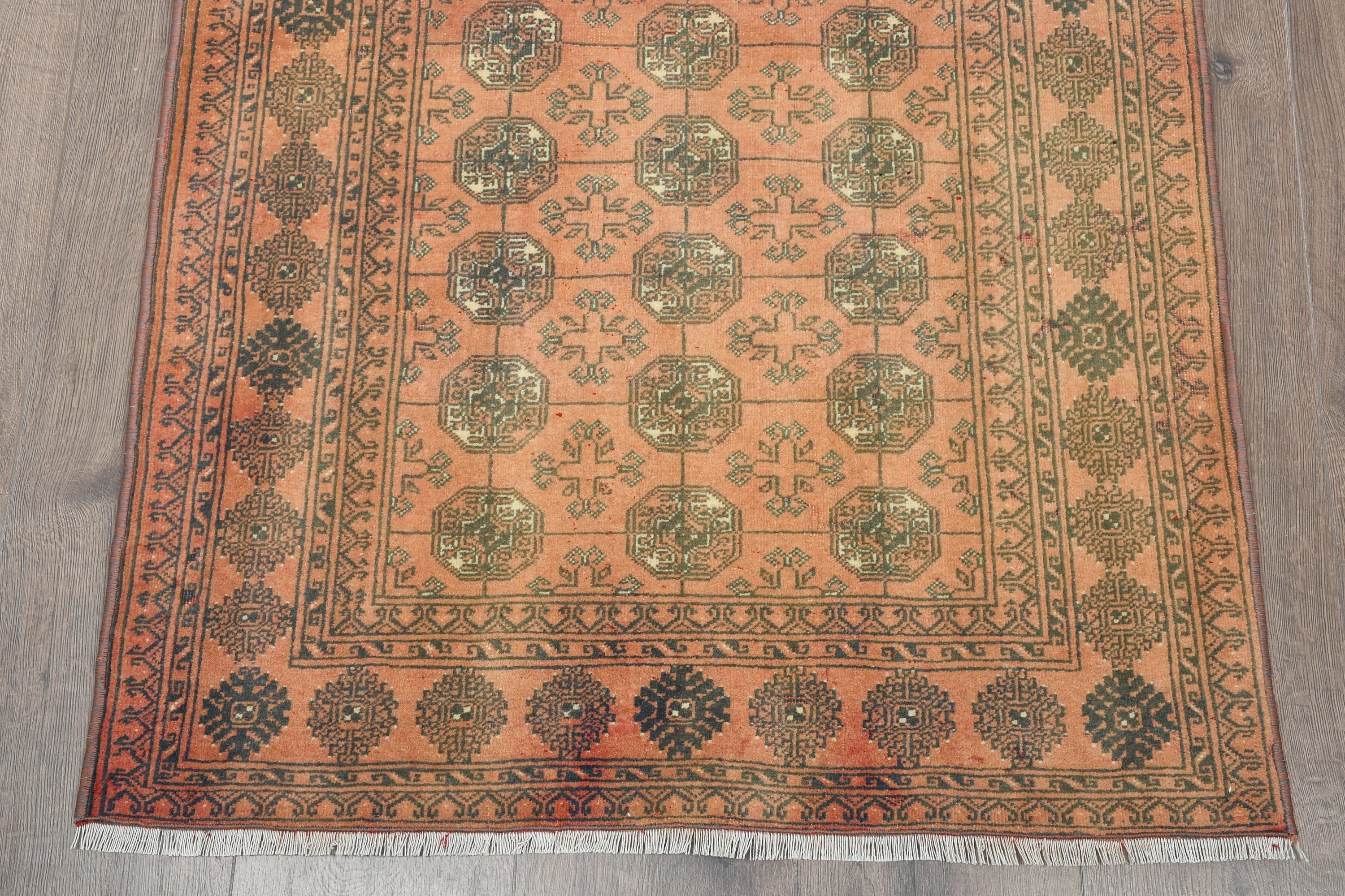 Turkish Rug, Vintage Rug, Orange  2.7x9.4 ft Runner Rug, Hallway Rug, Art Rugs, Oushak Rug, Bedroom Rugs, Rugs for Corridor