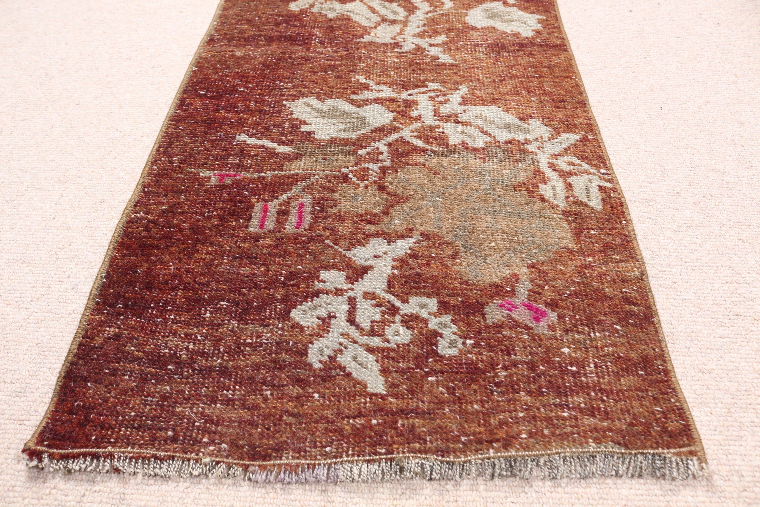 Turkish Rug, Aztec Rug, Rugs for Kitchen, Vintage Rug, Entry Rugs, Bedroom Rug, 1.6x3.4 ft Small Rug, Floor Rug, Brown Oriental Rug