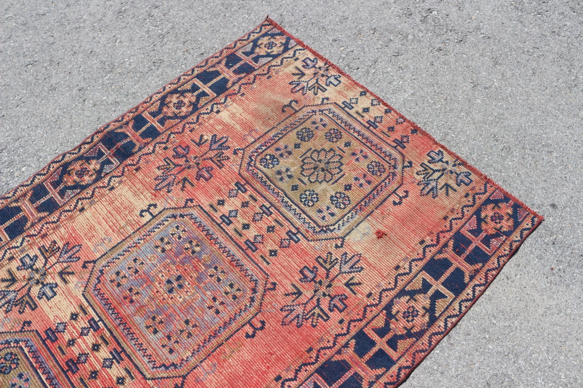 Floor Rug, Antique Rug, Moroccan Rug, 3.9x7.3 ft Area Rug, Rugs for Indoor, Vintage Rugs, Red Oushak Rug, Turkish Rug, Bedroom Rugs