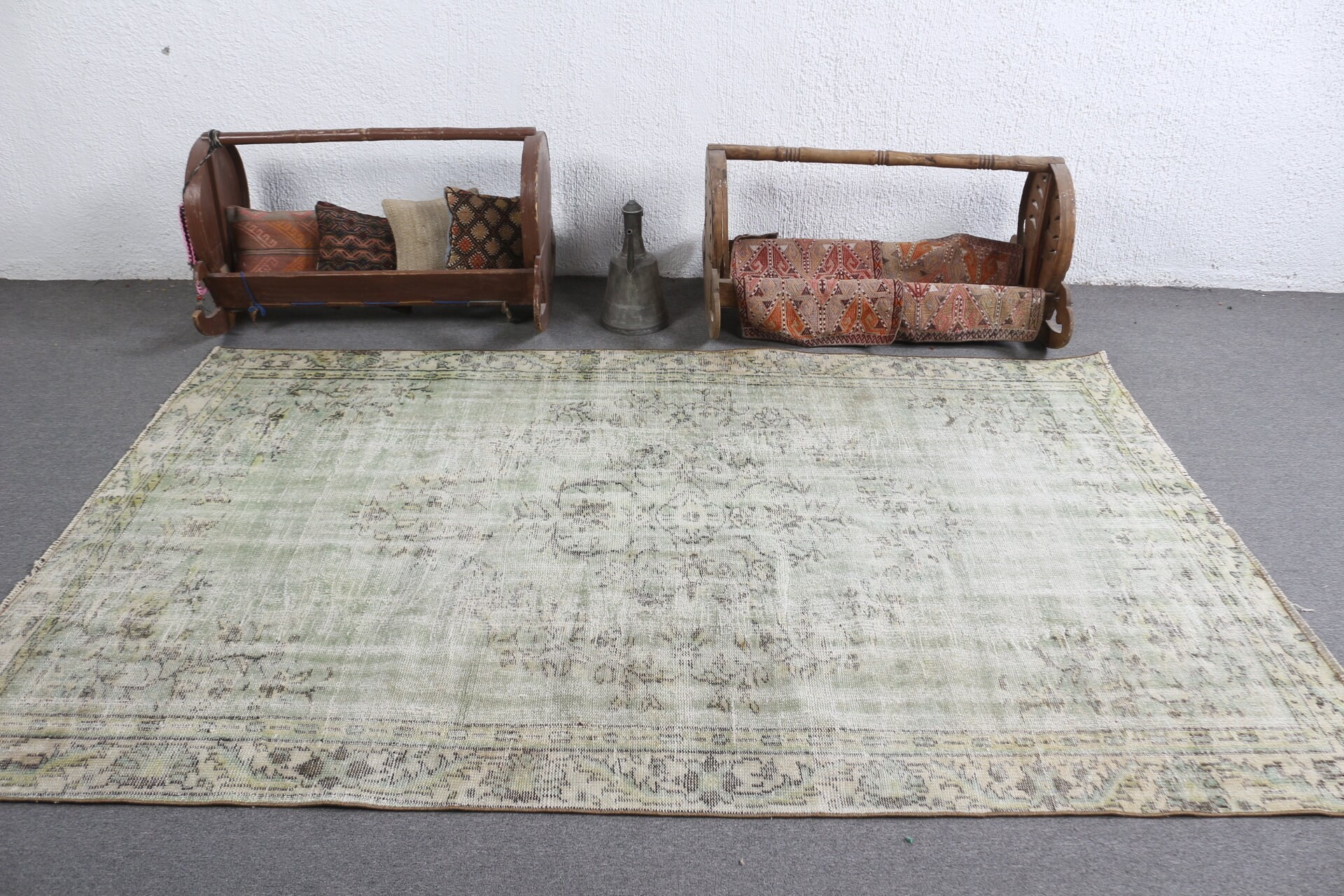 Muted Rug, Salon Rug, Home Decor Rugs, Anatolian Rugs, 5.3x8.3 ft Large Rug, Living Room Rug, Green Kitchen Rugs, Vintage Rugs, Turkish Rug