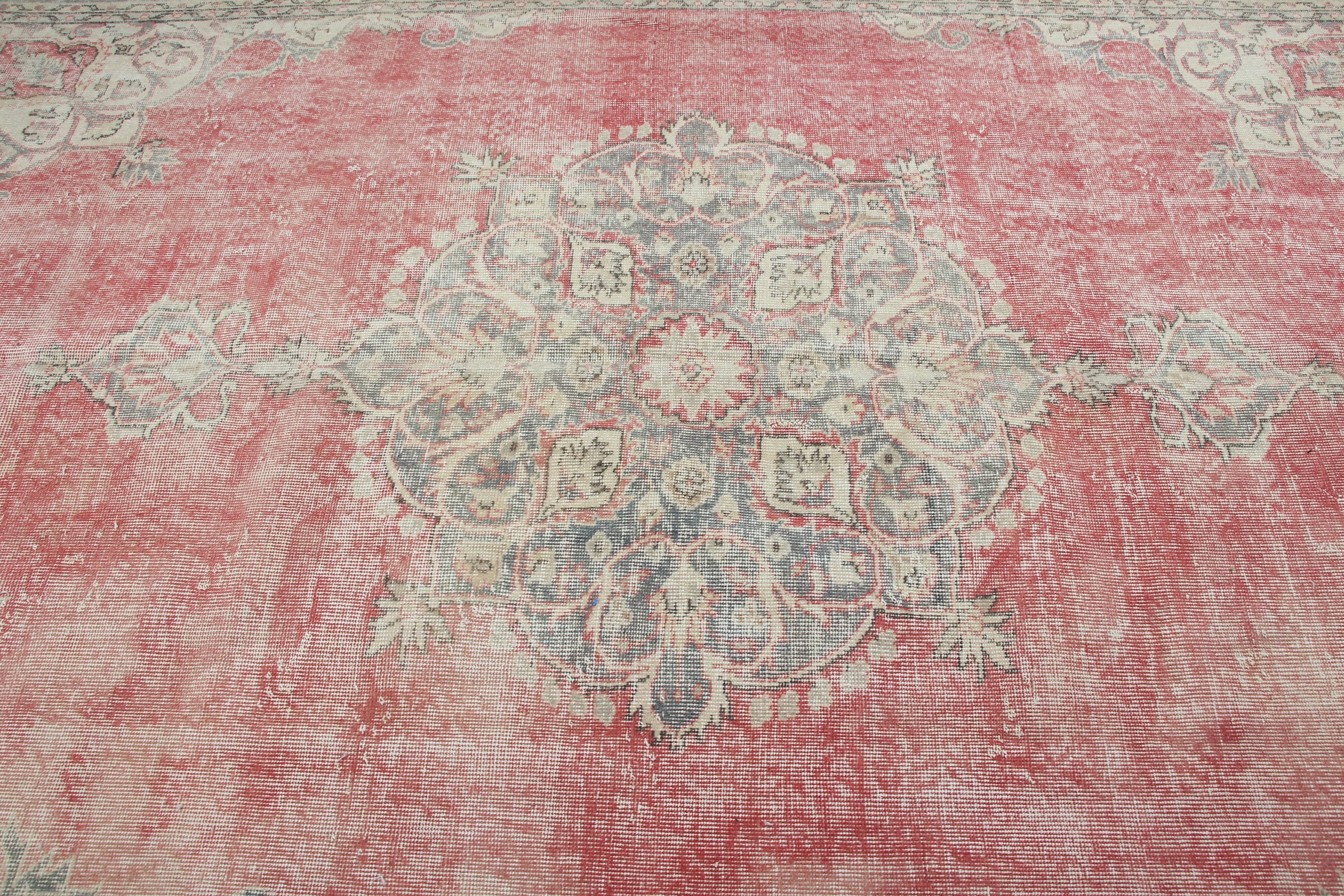 Vintage Rug, Salon Rug, Turkish Rug, Floor Rug, 6.8x9.6 ft Large Rug, Red Antique Rug, Anatolian Rugs, Bedroom Rug, Dining Room Rug