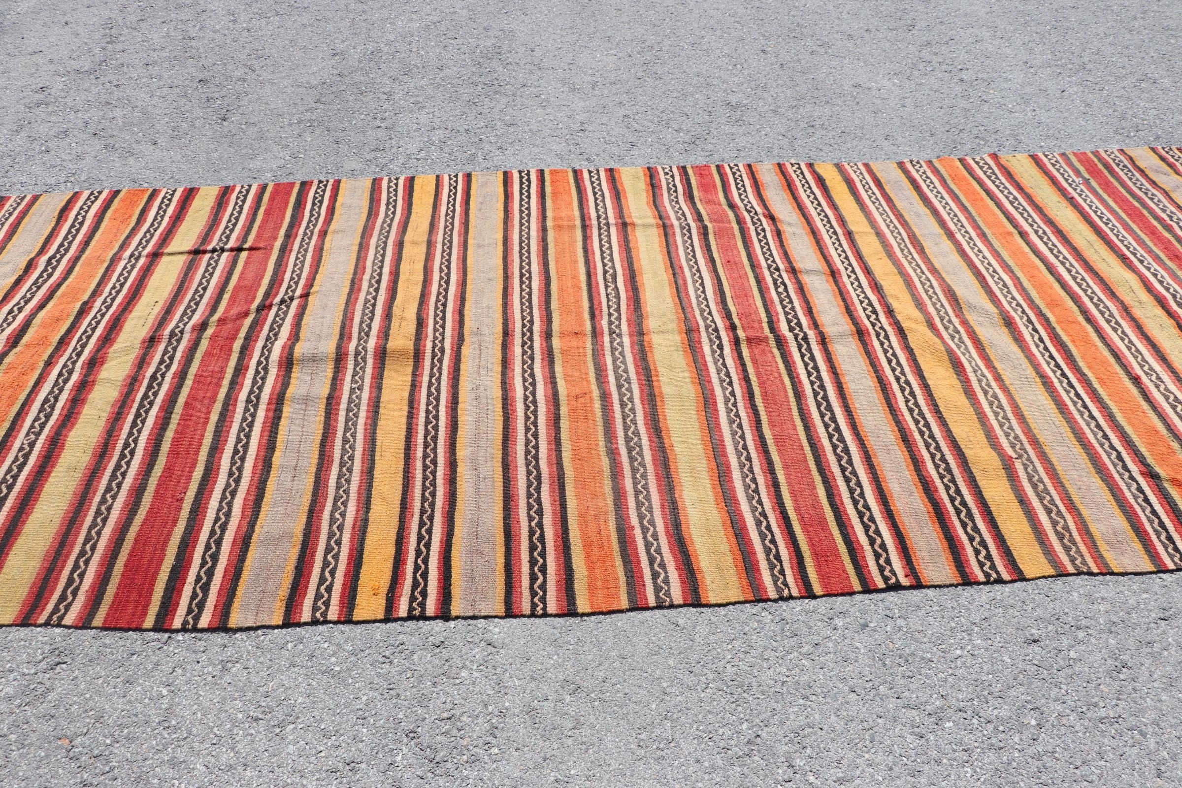 Turkish Rug, Cool Rugs, Vintage Rug, Rugs for Stair, Kilim, 4.6x13.1 ft Runner Rug, Pale Rug, Orange Wool Rug, Anatolian Rugs, Stair Rugs