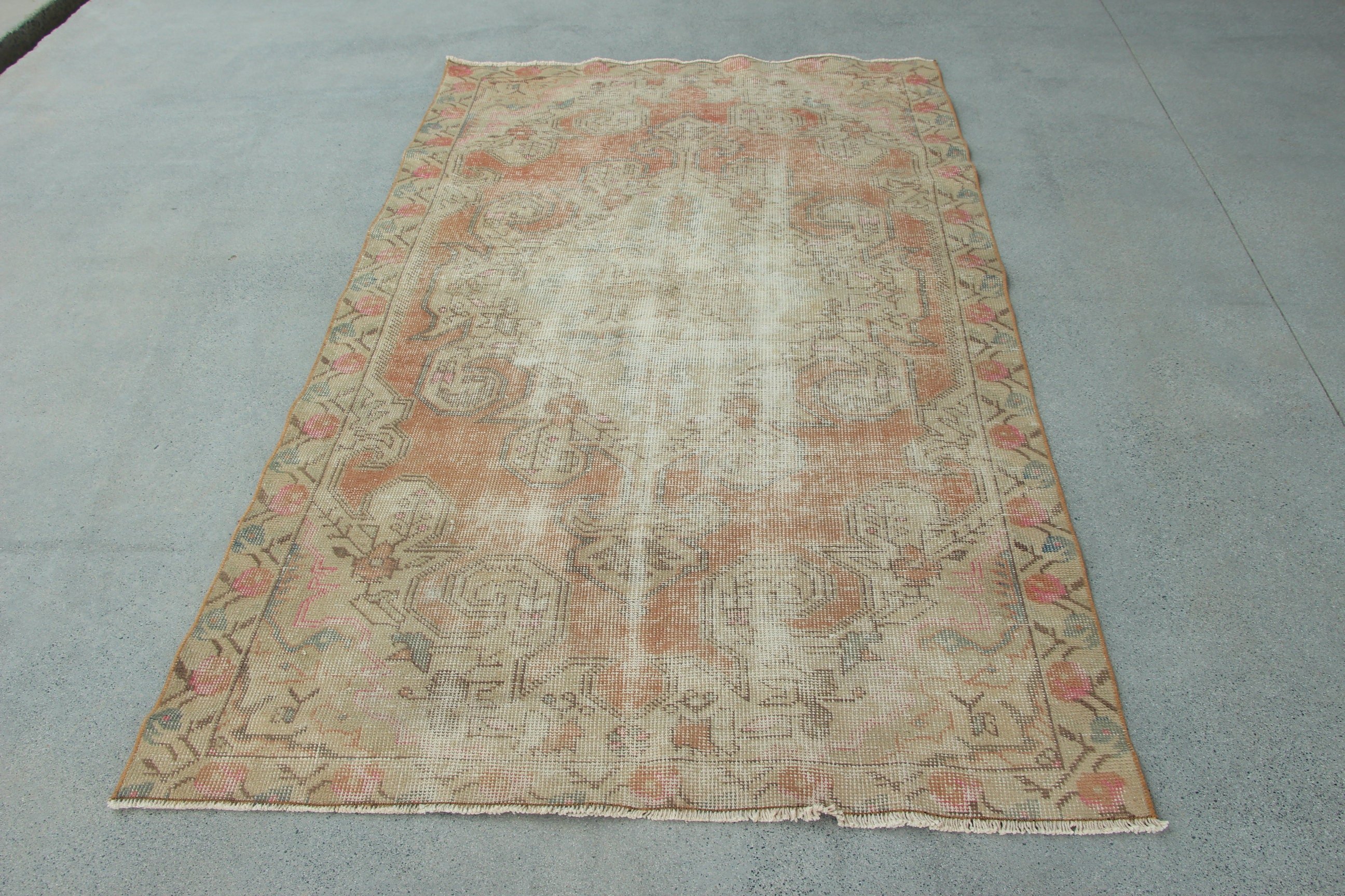 Havalı Halı, Anadolu Halıları, Oturma Odası Halısı, Türk Halısı, 4,2x7,3 ft Alan Halıları, Oturma Odası Halıları, Vintage Halı, Turuncu Anadolu Halıları