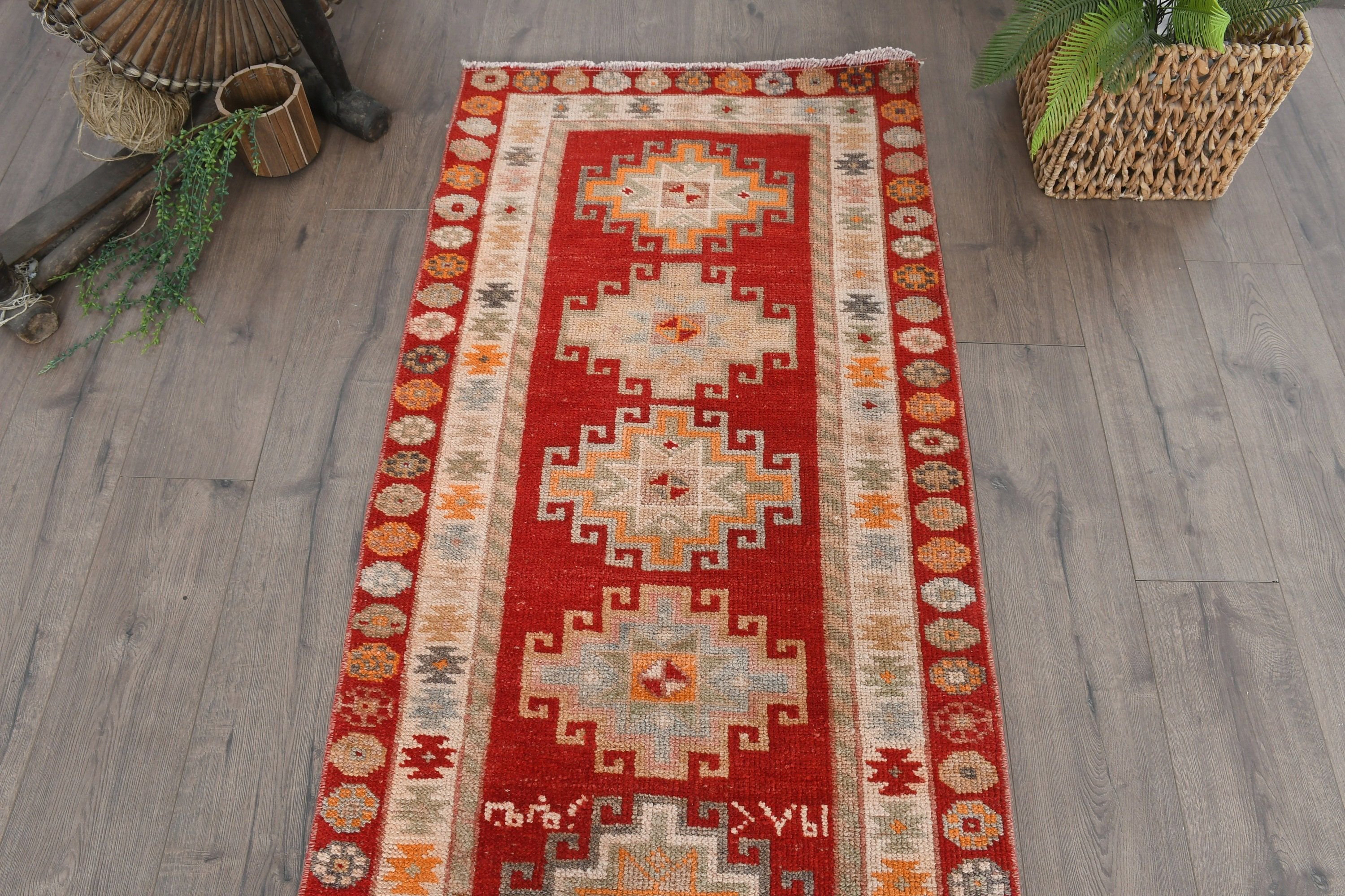 Oriental Rug, Hallway Rugs, Aesthetic Rug, Stair Rug, Moroccan Rug, 2.6x10.7 ft Runner Rug, Red Home Decor Rugs, Turkish Rug, Vintage Rug