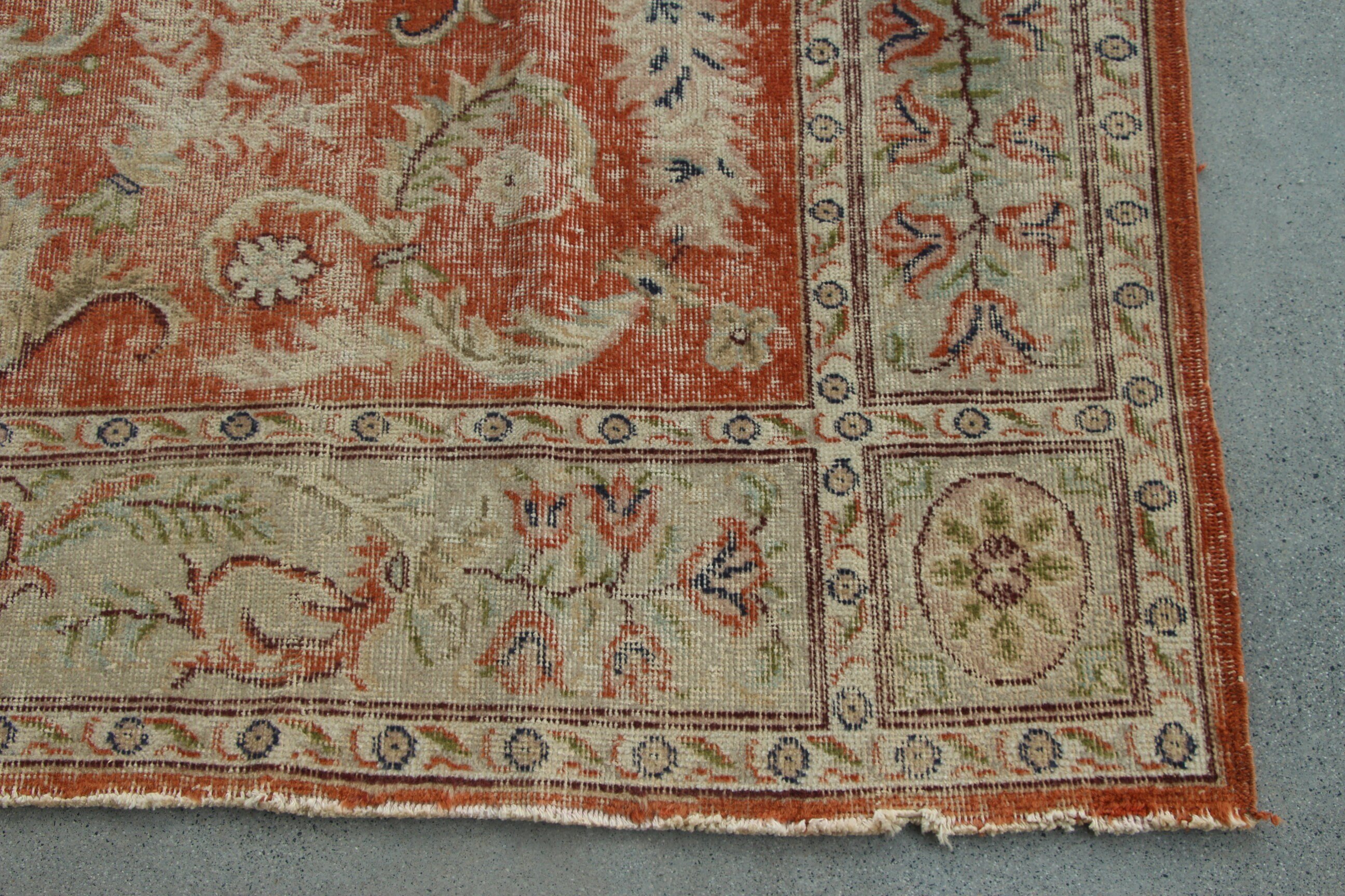 Türk Halıları, 6.6x10.5 ft Büyük Halı, Turuncu Fas Halısı, Mutfak Halıları, Büyük Vintage Halılar, Büyük Boho Halıları, Geometrik Halılar, Vintage Halı