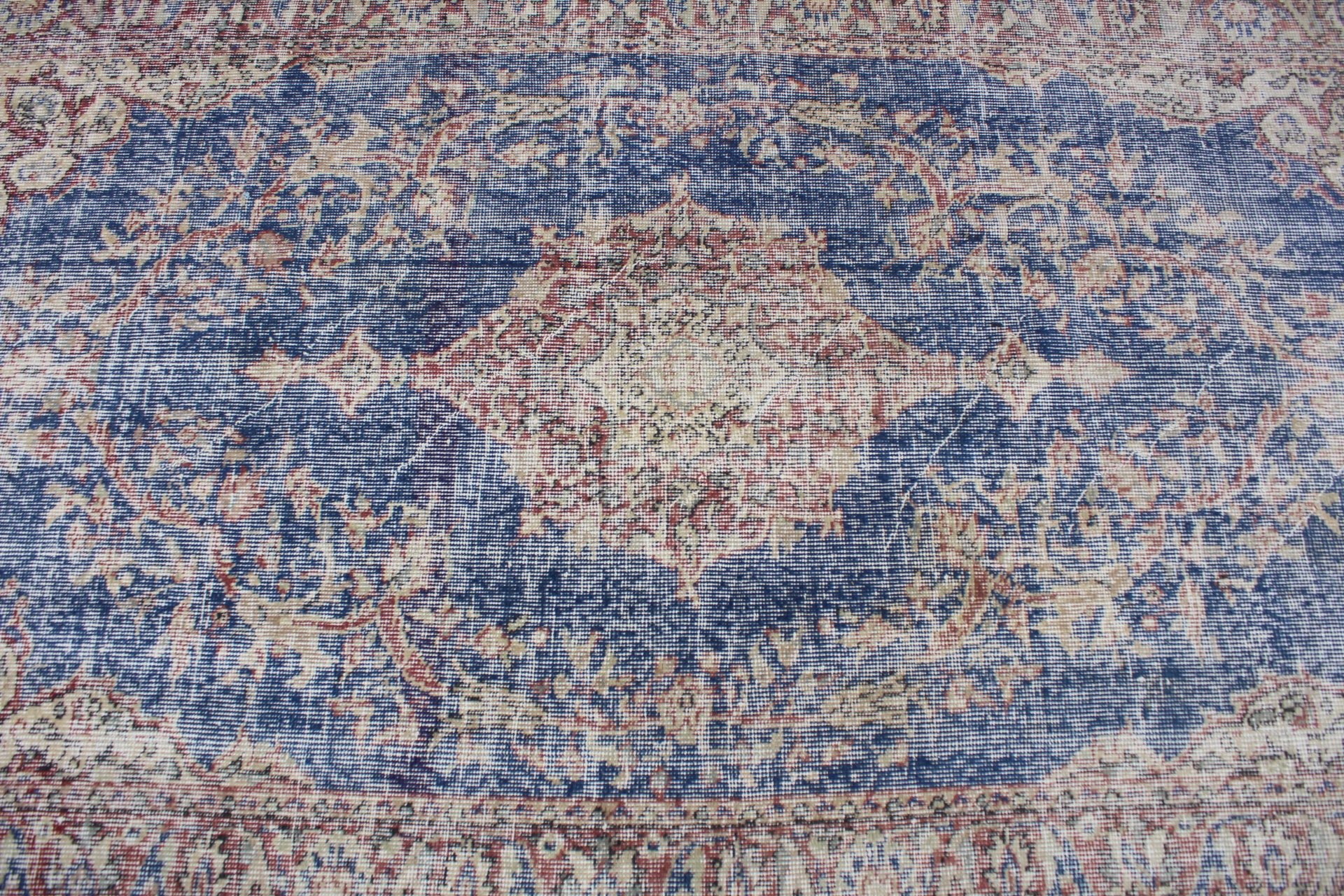 Yatak Odası Halısı, El Dokuma Halısı, Vintage Halılar, Mavi Oushak Halıları, Mutfak Halısı, 3.7x6.5 ft Alan Halıları, Türk Halısı, Oturma Odası Halısı