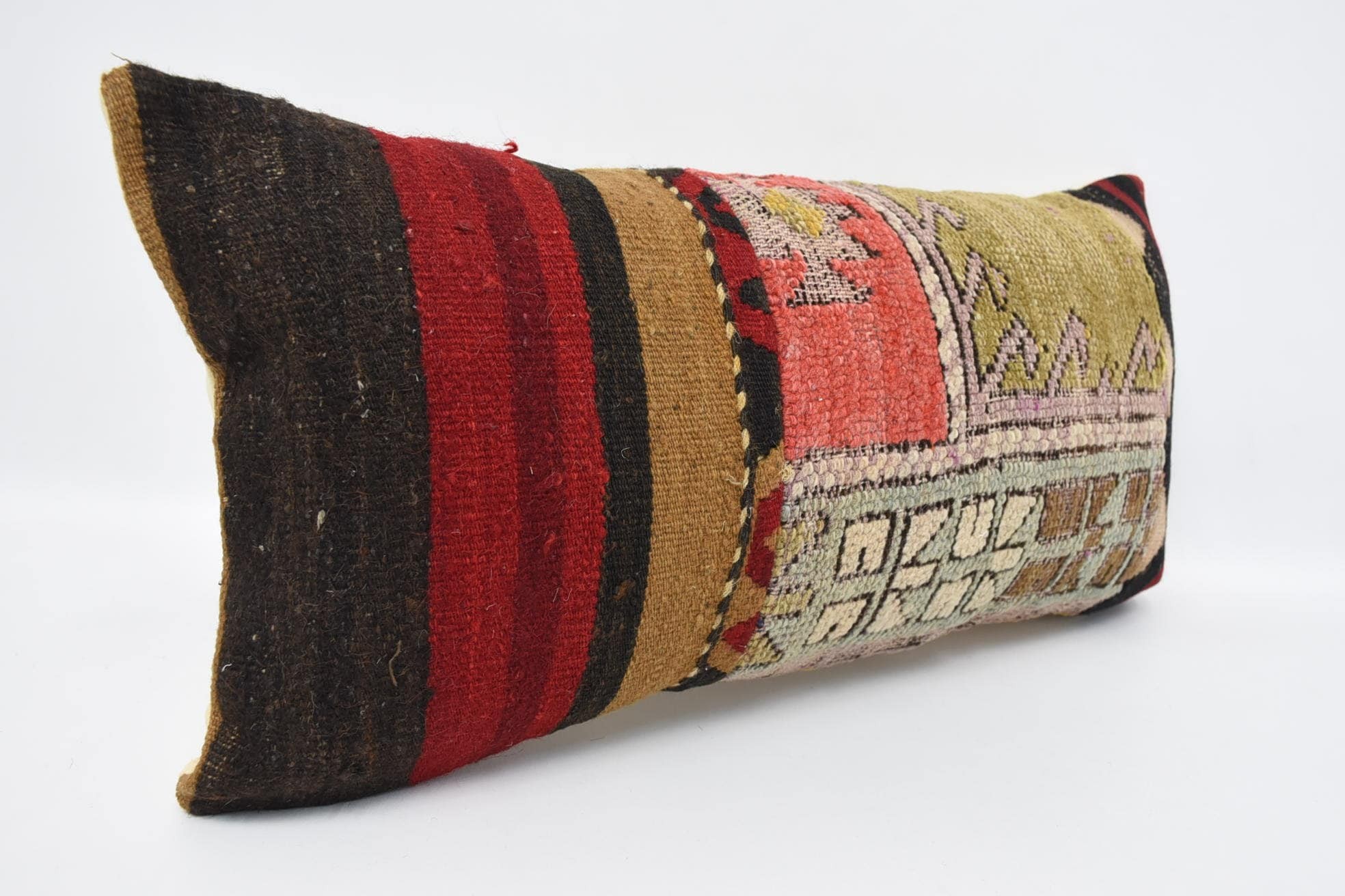 Luxury Pillow, Gift Pillow, Ethnic Throw Cushion Cover, 12"x24" Red Cushion Cover, Kilim Pillow, Ethnical Kilim Rug Pillow