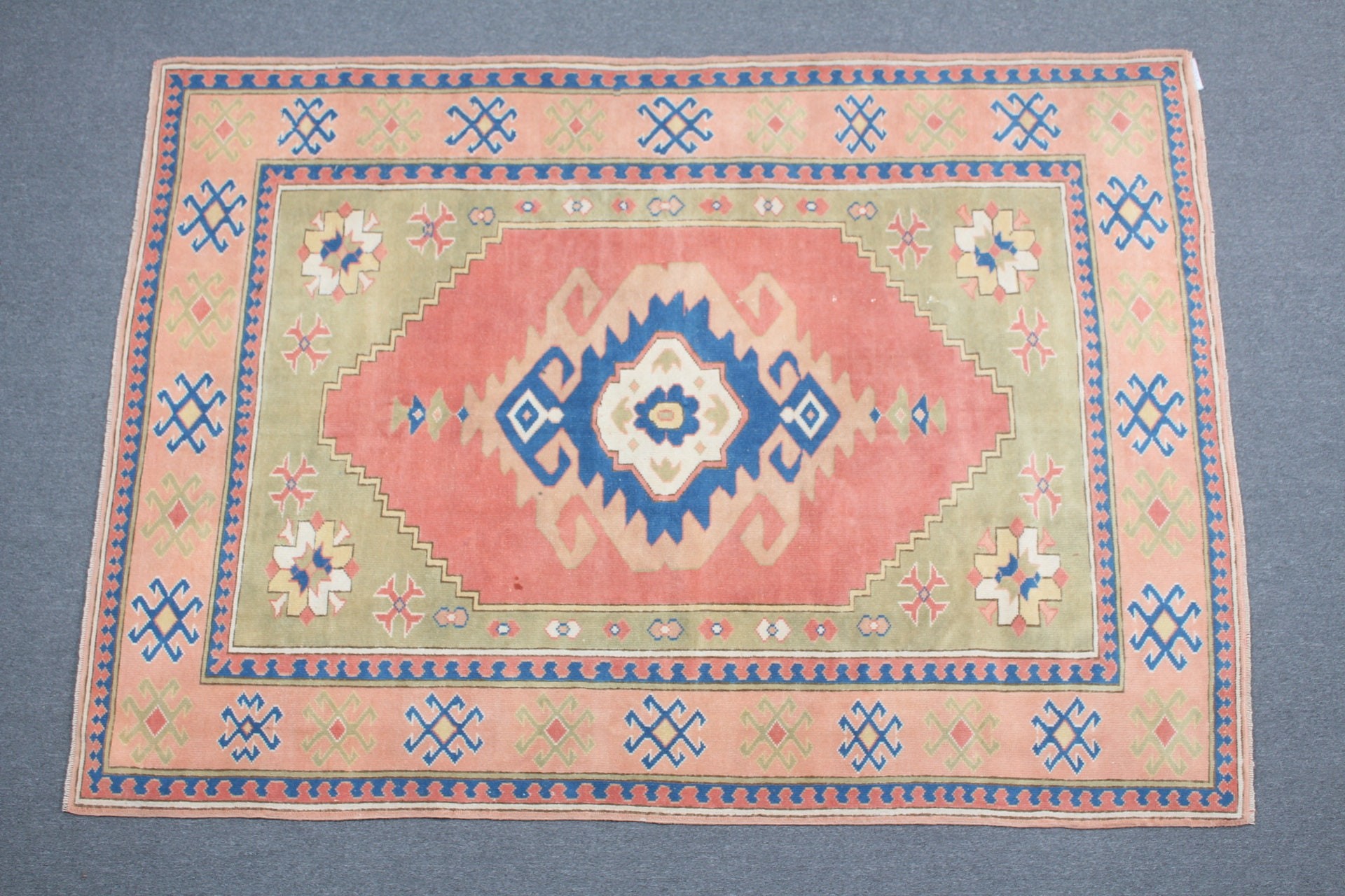 Oryantal Halı, Vintage Halı, 5.3x7.6 ft Büyük Halılar, Pembe Yün Halı, Salon Halısı, Havalı Halı, Yemek Odası Halıları, Türk Halıları, Oturma Odası Halısı