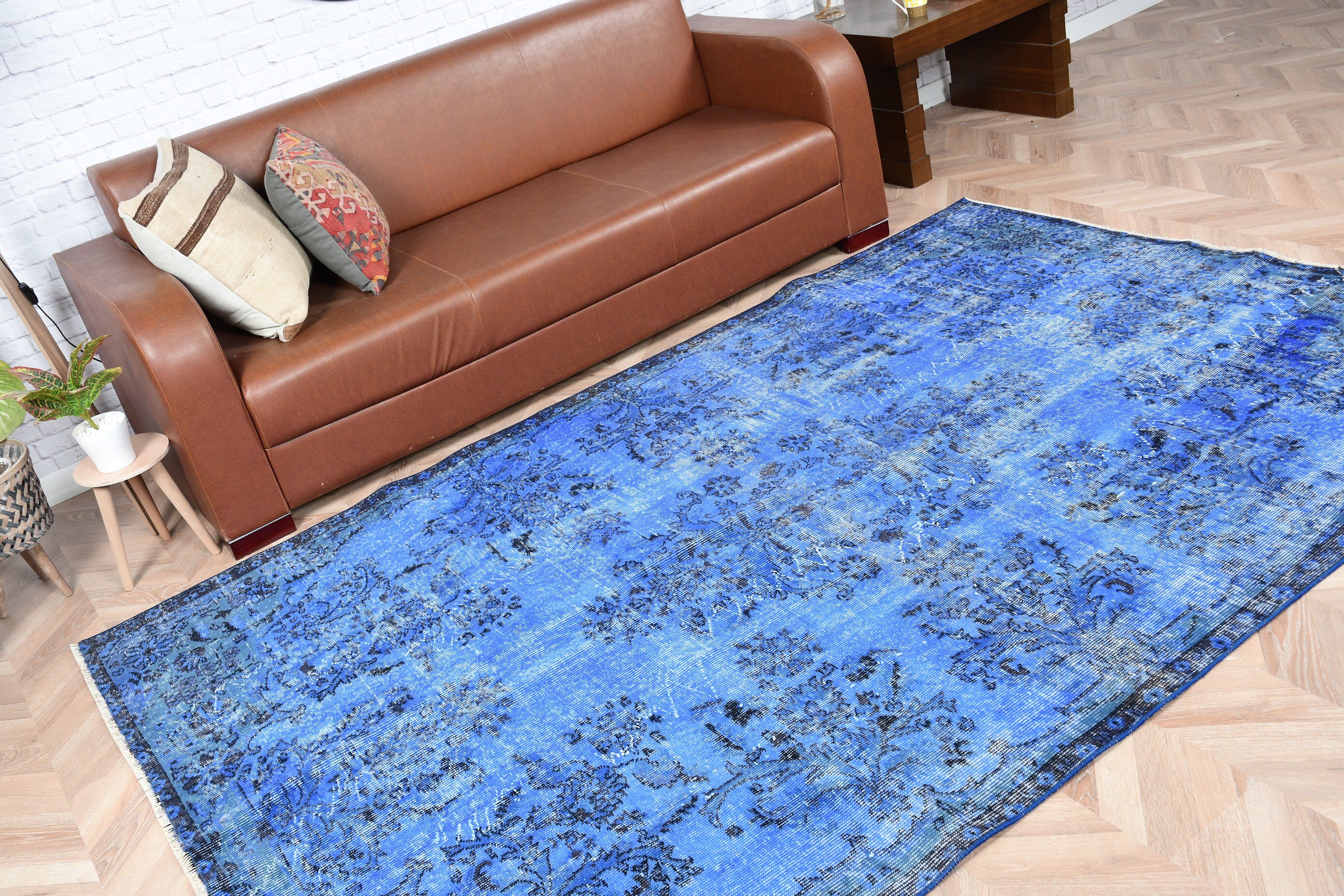 Turkish Rug, Vintage Rug, Blue Kitchen Rug, Bedroom Rug, Oushak Rug, Anatolian Rugs, Eclectic Rug, 5.6x8.8 ft Large Rug, Living Room Rugs