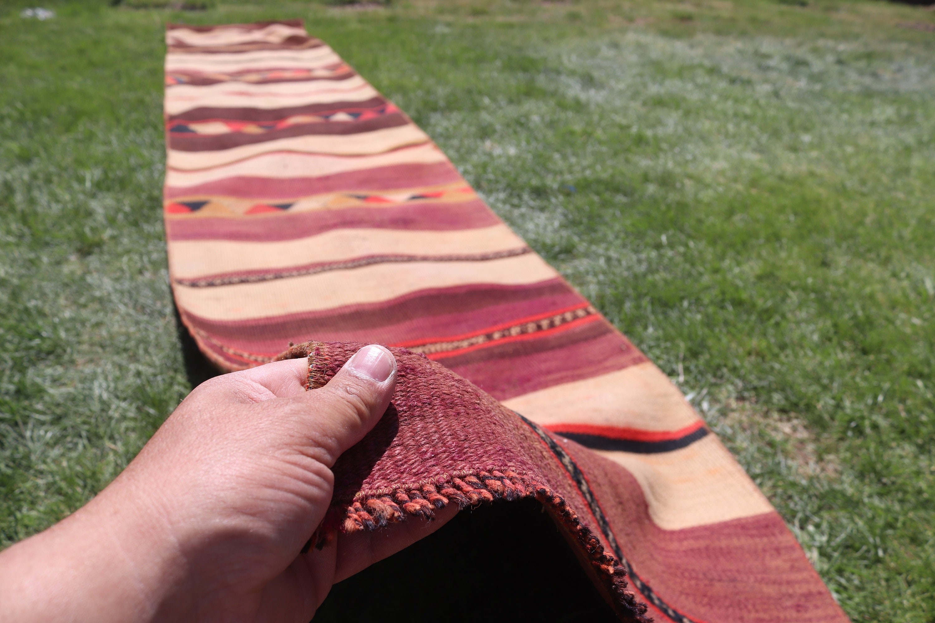 Türk Halıları, Ev Dekorasyonu Halısı, Kilim, Vintage Halı, Vintage Runner Halısı, Nötr Halılar, El Yapımı Halı, 2.1x12.7 ft Runner Halısı, Bej Lüks Halılar