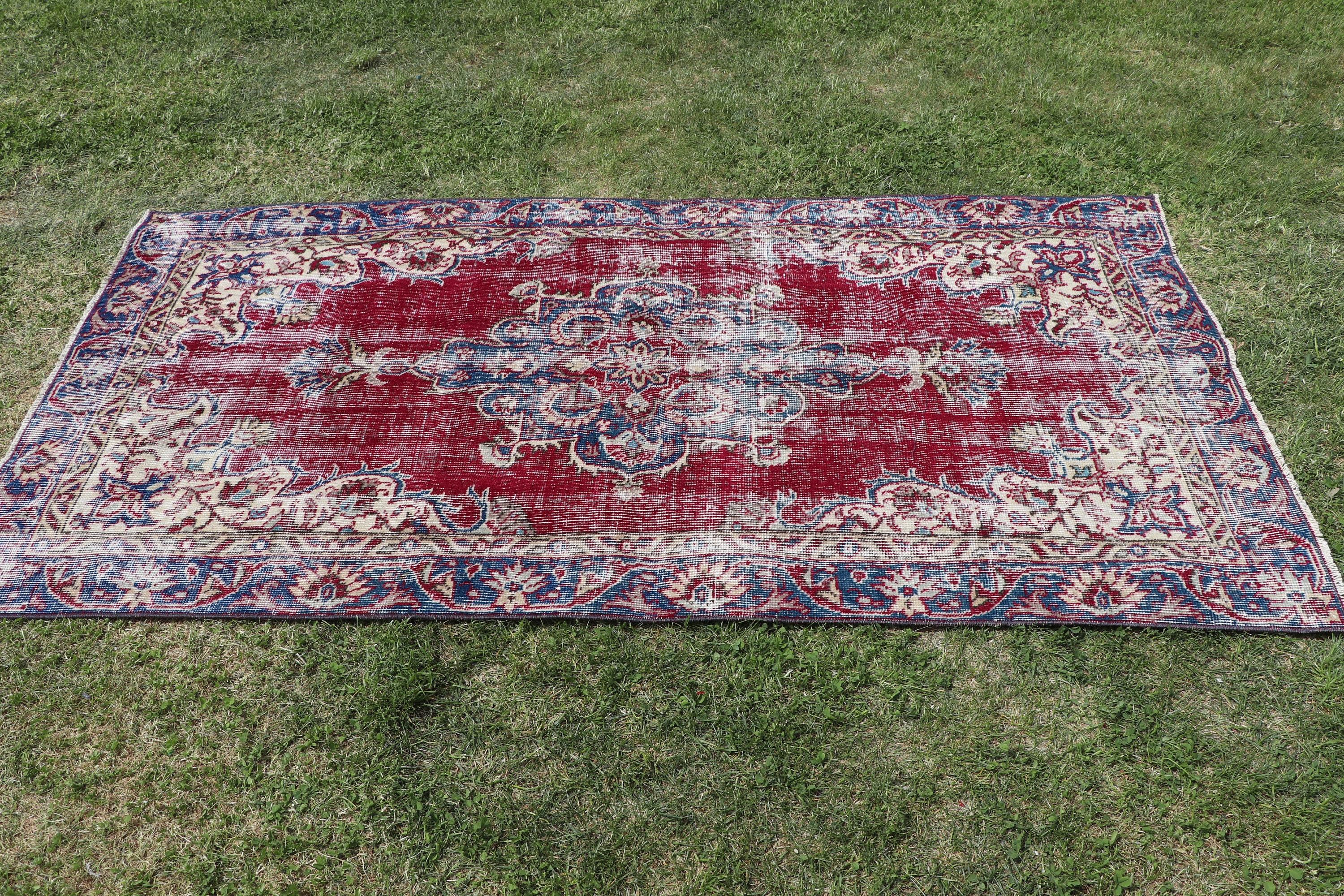 Decorative Rugs, Vintage Rugs, Turkish Rugs, Tribal Rug, Wool Rugs, 3.3x6.4 ft Accent Rugs, Red Moroccan Rug, Moroccan Rug, Bedroom Rugs