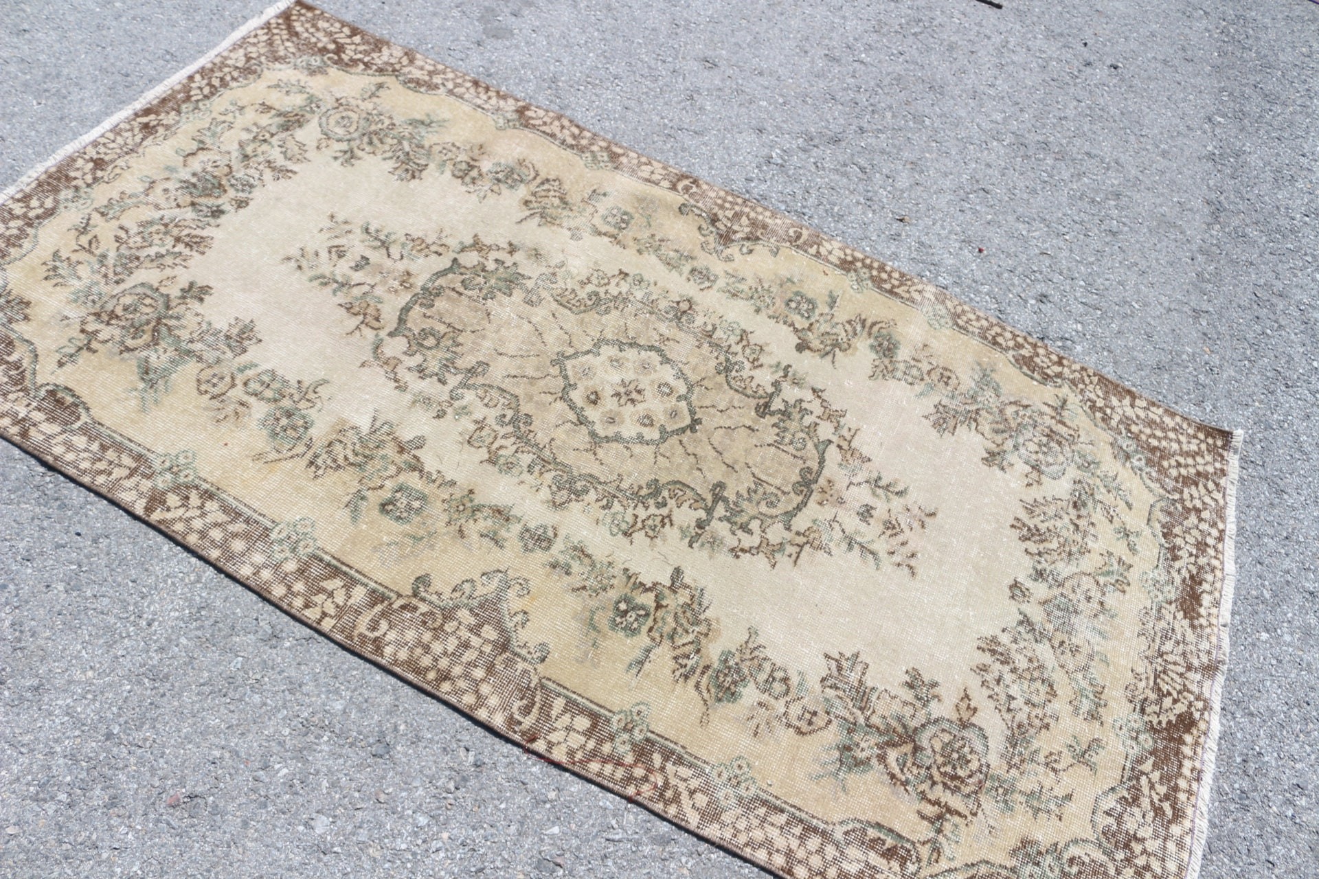 Bedroom Rugs, Rugs for Bedroom, Living Room Rug, Turkish Rug, 3.7x6.7 ft Area Rug, Anatolian Rugs, Vintage Rugs, Brown Oriental Rug