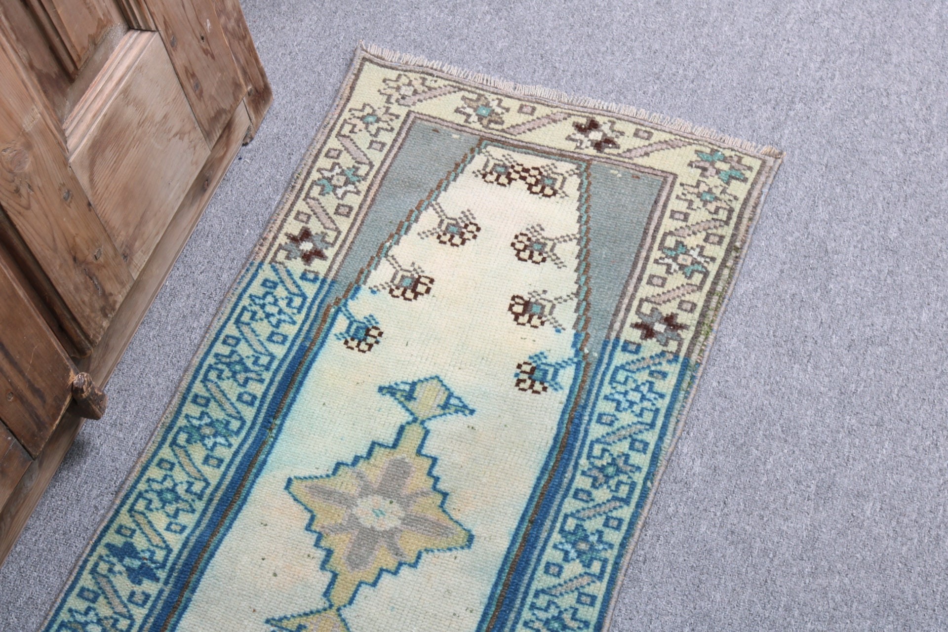 Rugs for Bath, 1.5x3.2 ft Small Rugs, Flatweave Rugs, Oushak Rugs, Car Mat Rug, Green Floor Rug, Door Mat Rugs, Turkish Rugs, Vintage Rugs