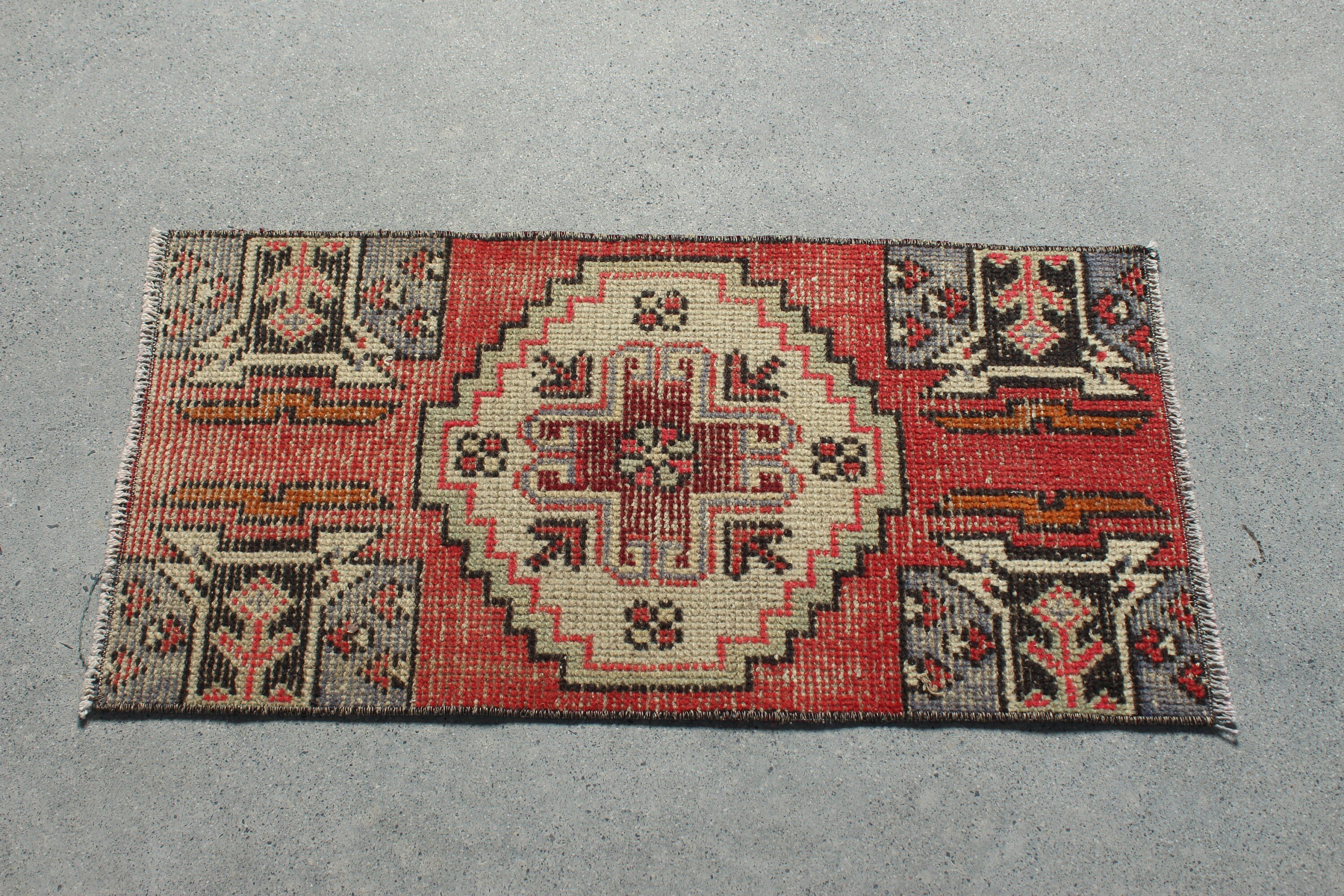 Home Decor Rug, Red Oushak Rug, Car Mat Rugs, Rugs for Nursery, 1.4x2.7 ft Small Rug, Nursery Rug, Vintage Rug, Turkish Rug