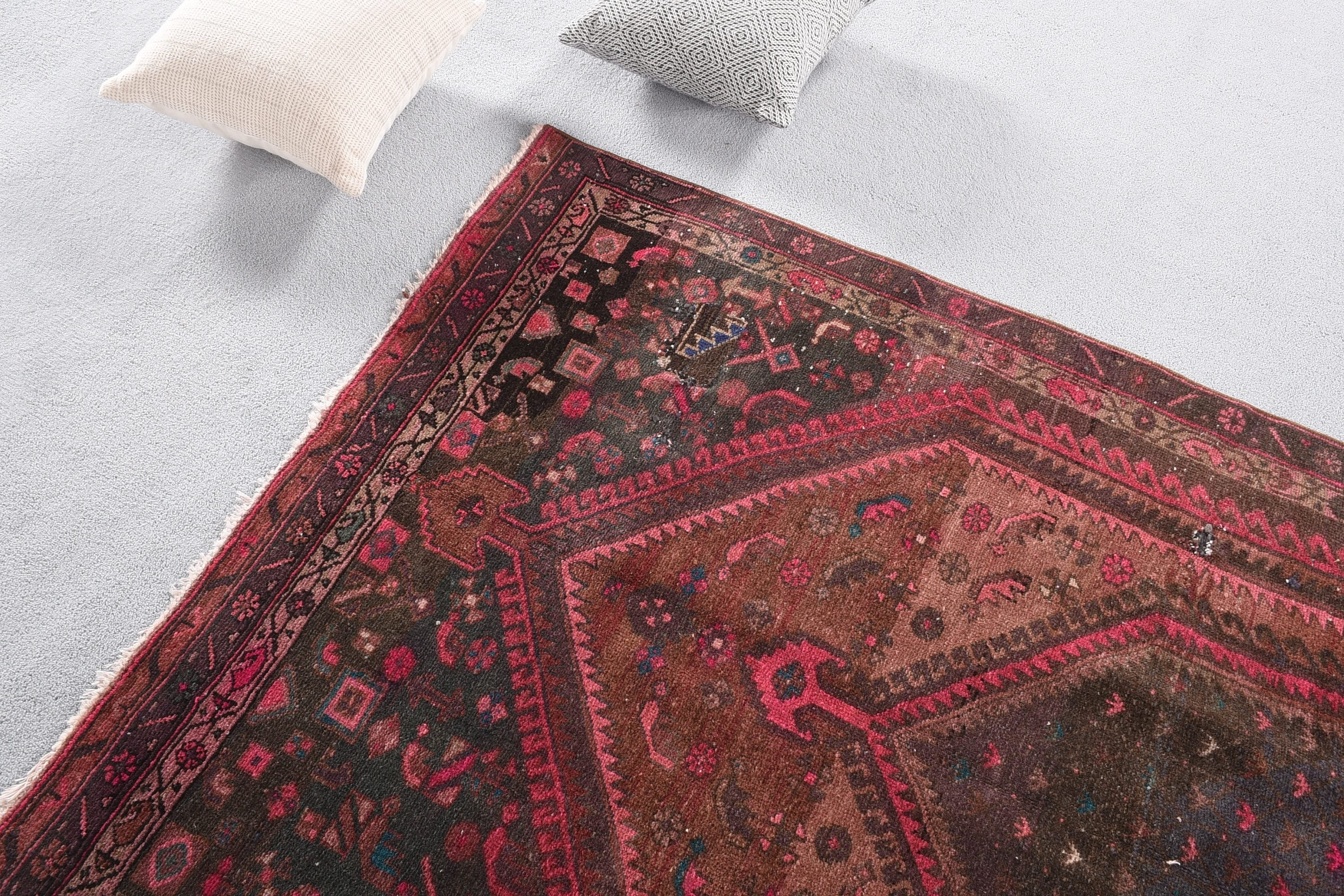 Kahverengi Antika Halı, Vintage Halı, Oturma Odası Halıları, Yün Halı, 4,3x9,4 ft Büyük Halılar, Salon Halıları, Türk Halıları, Salon Halısı, Oryantal Halı