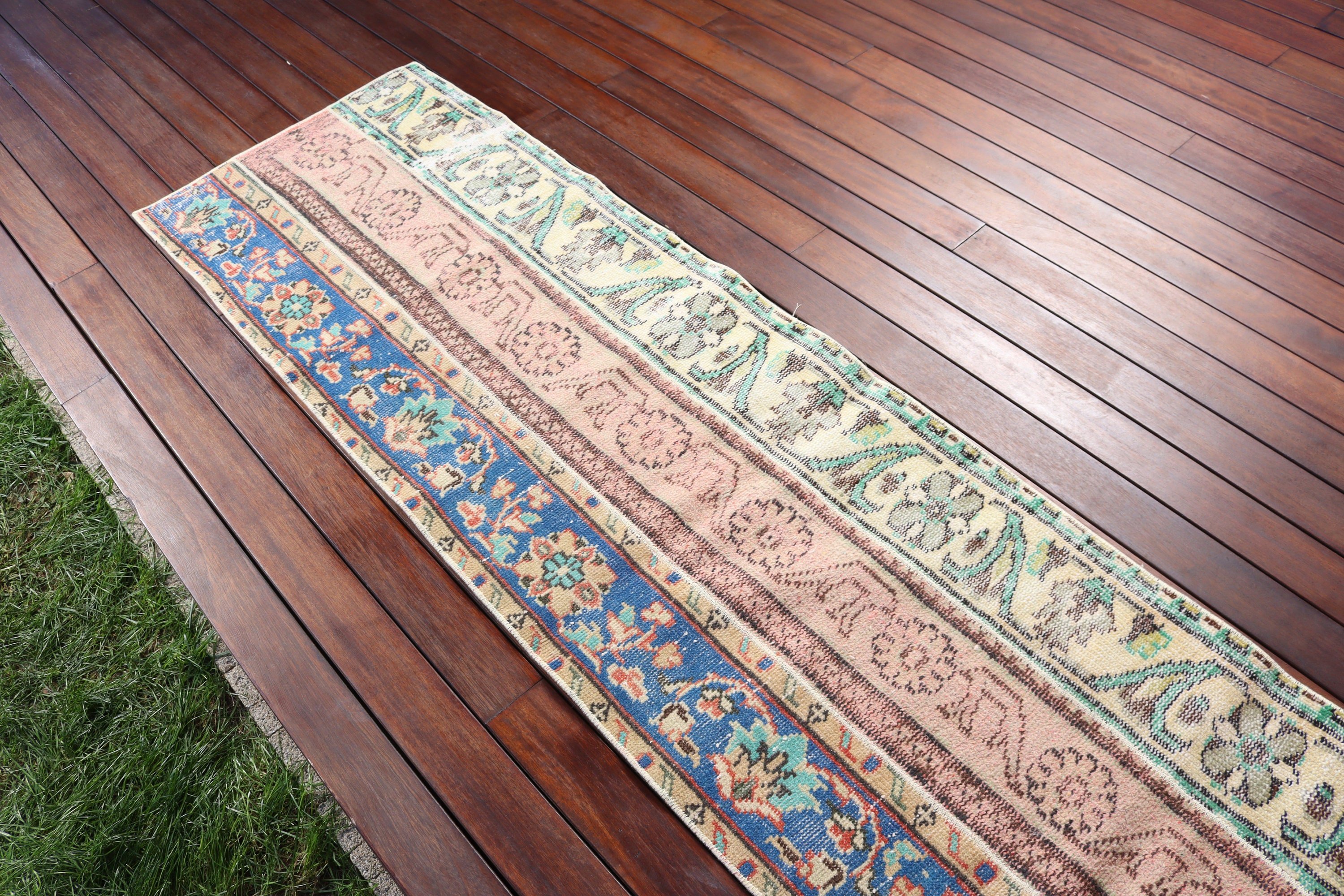 Türk Halıları, Vintage Runner Halıları, Vintage Halılar, Mavi Mutfak Halısı, Oushak Halıları, Vintage Runner Halıları, 2.1x8.3 ft Runner Halısı, Yer Halısı