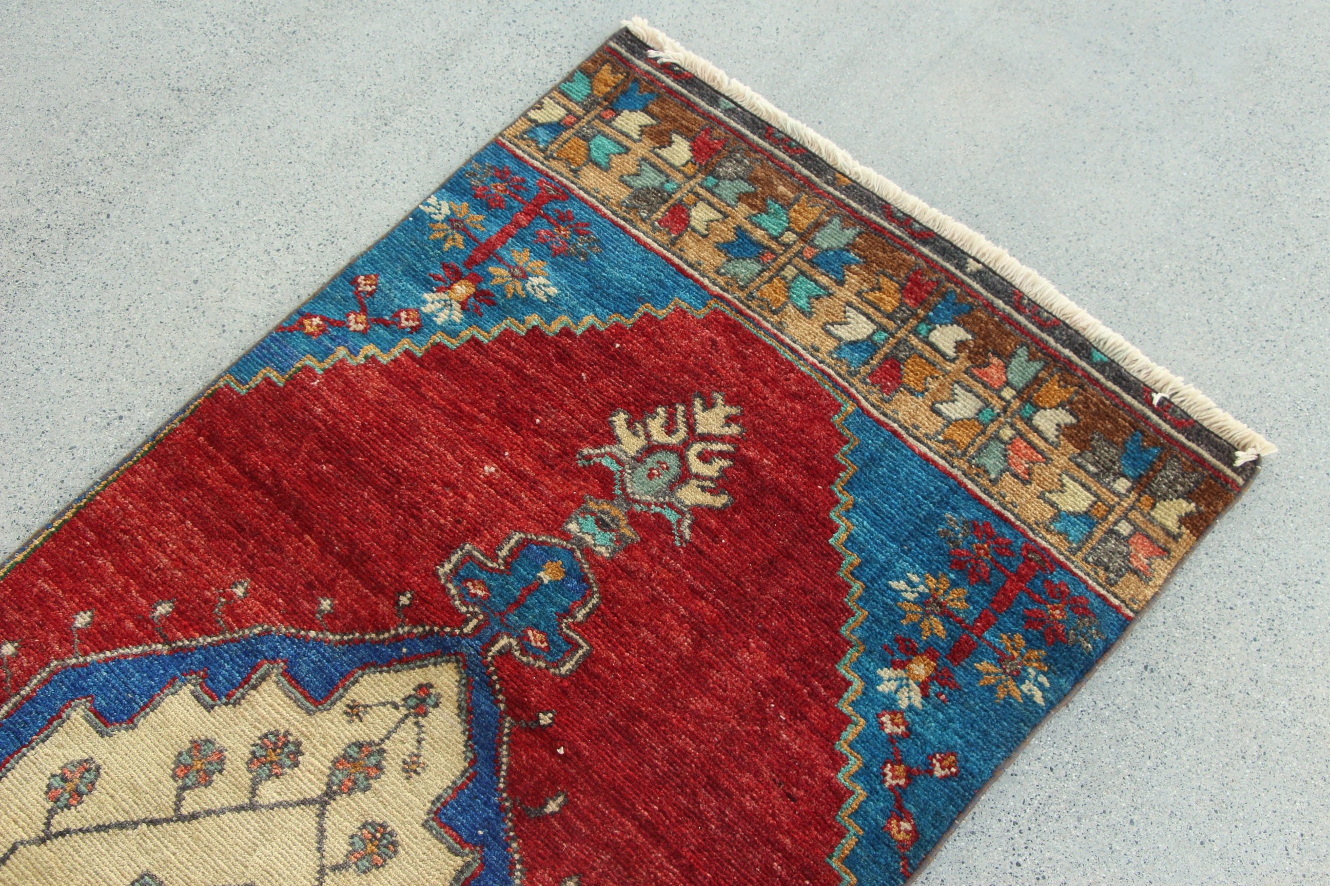 Türk Halıları, Vintage Halılar, 2.3x7.1 ft Runner Halı, Kırmızı Açıklama Halısı, Koridor Halıları, Merdiven Halıları, Düz Dokuma Halı, Soğuk Halı, Koridor Halısı