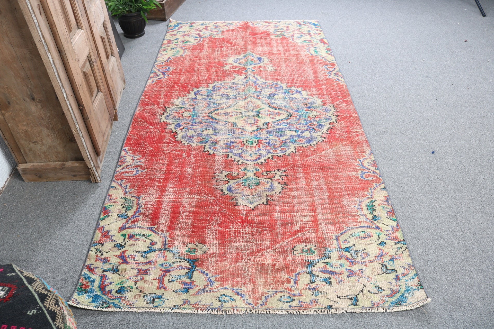 Vintage Rugs, 4.1x7.8 ft Area Rugs, Boho Rugs, Kitchen Rug, Rugs for Living Room, Turkish Rug, Floor Rugs, Red Bedroom Rug