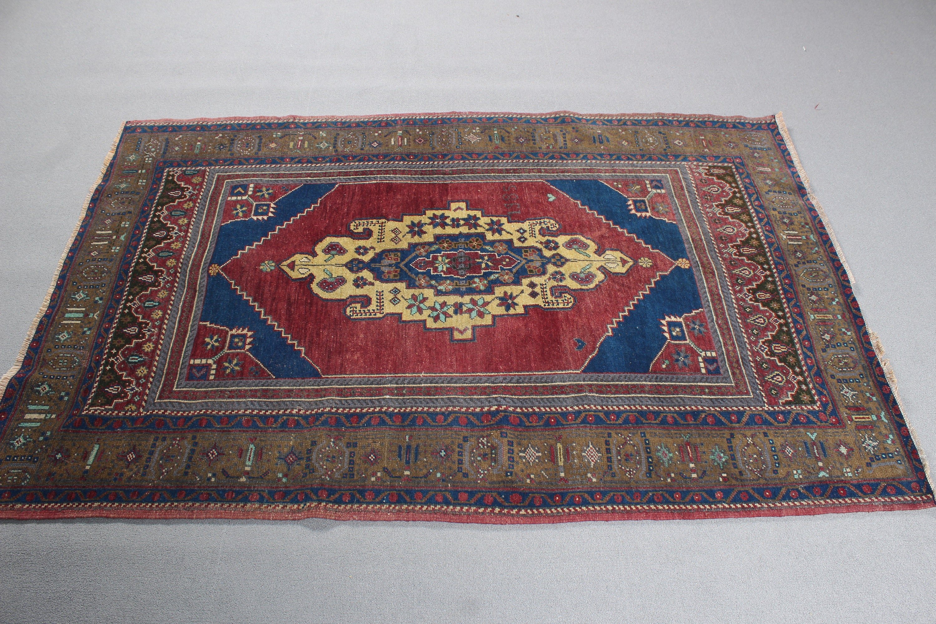 Boho Accent Halılar, 3,8x6,2 ft Accent Halılar, Türk Halısı, Türkiye Halısı, El Dokuma Halı, Düz Dokuma Halılar, Kırmızı Oryantal Halı, Giriş Halıları, Vintage Halı