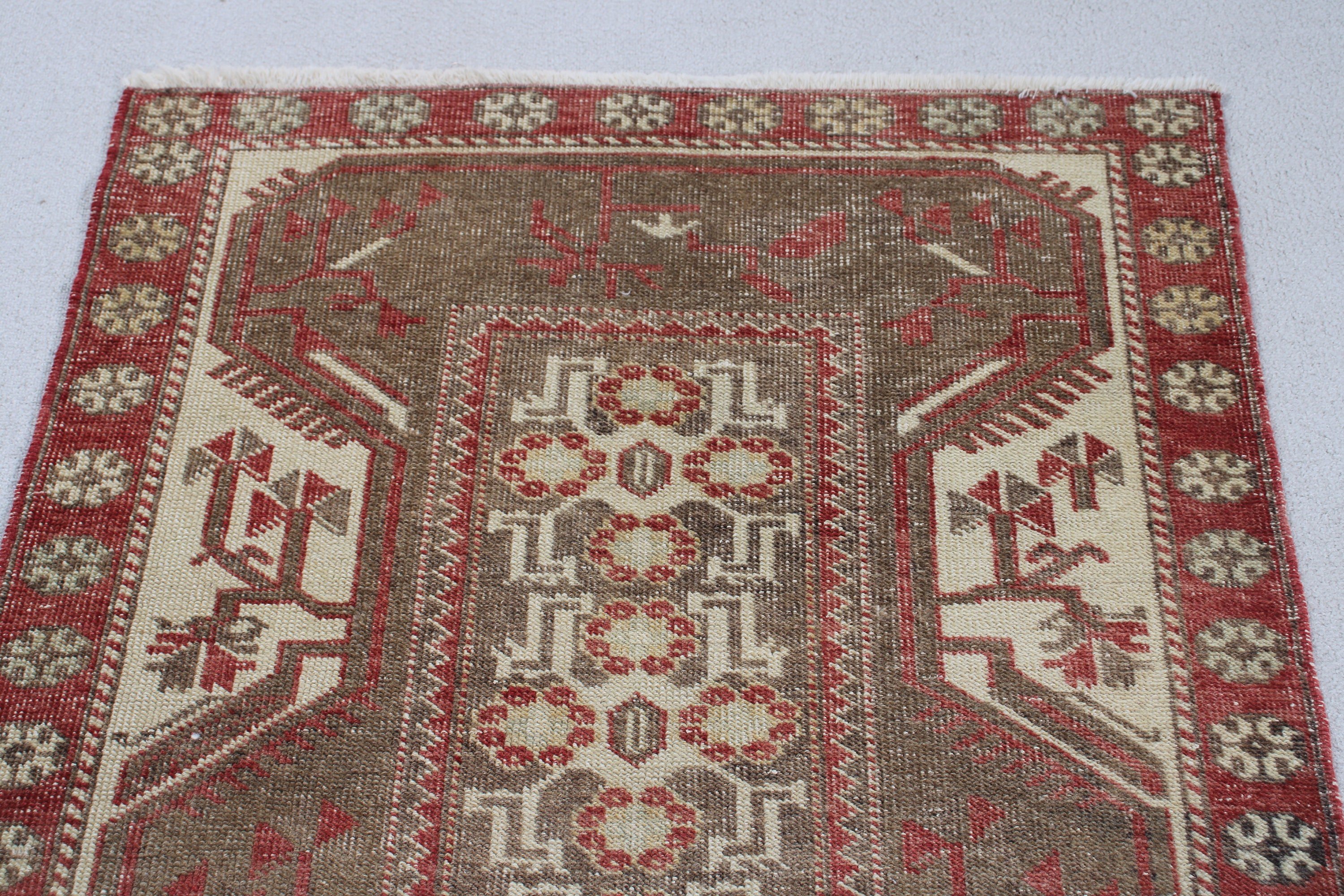 Vintage Halı, Kahverengi El Dokuma Halılar, Yatak Odası Halıları, 3x5.8 ft Aksan Halıları, Türk Halıları, Dekoratif Halılar, Boho Halıları, Çocuk Halıları