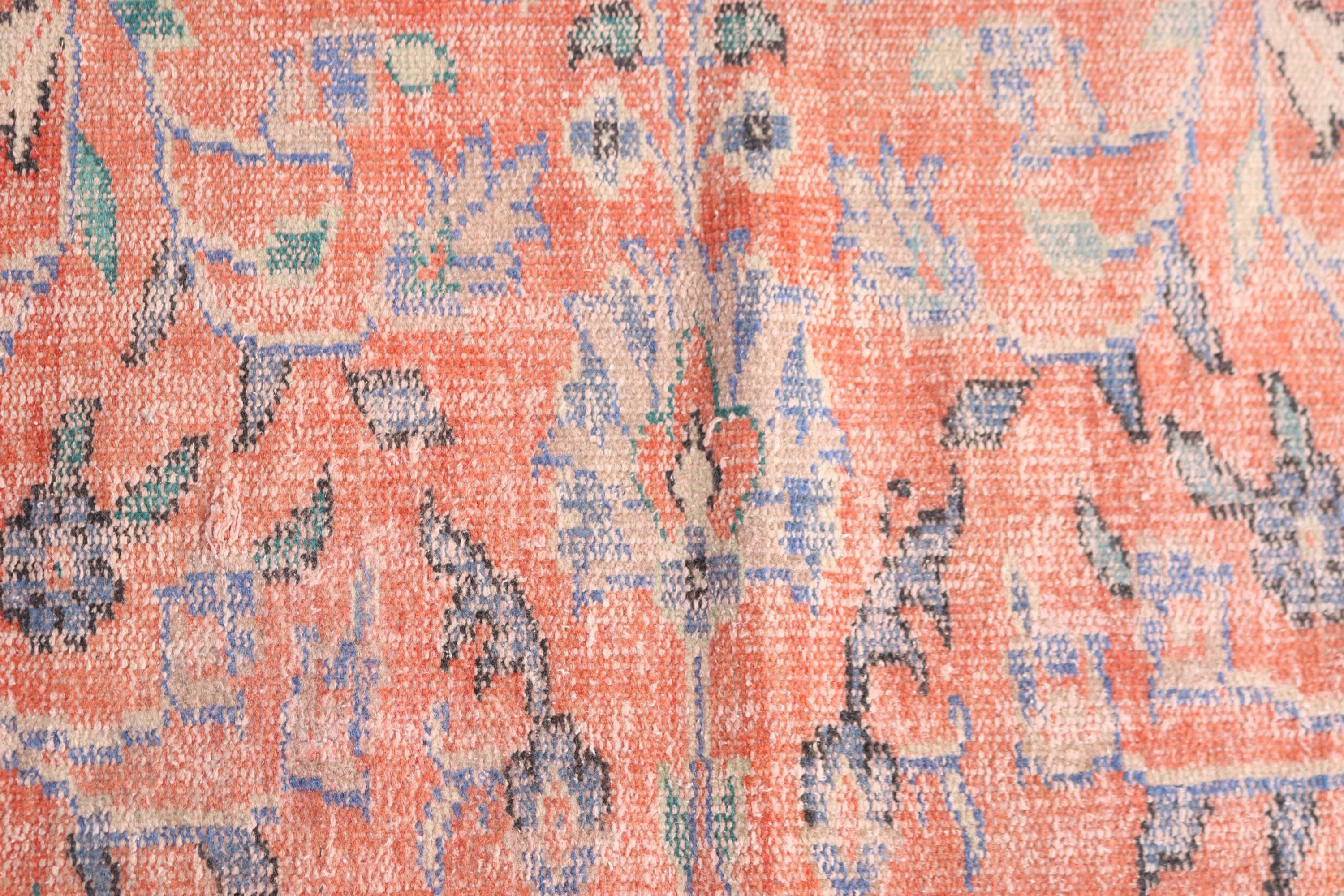 Modern Rug, Bath Rug, Orange Statement Rugs, 2.1x4 ft Small Rugs, Rugs for Bath, Vintage Rug, Luxury Rugs, Turkish Rugs, Small Boho Rug